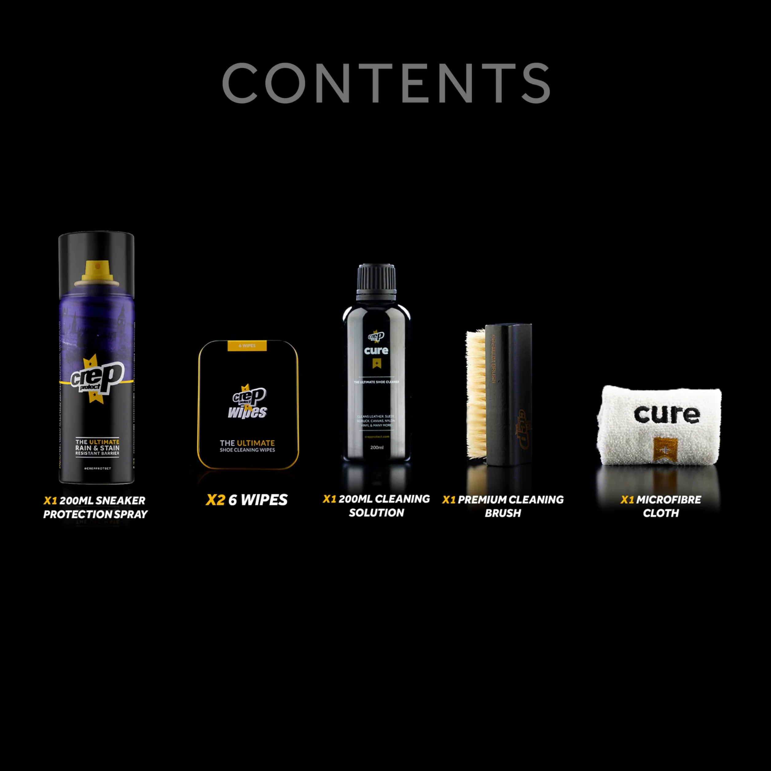 Crep Protect The Ultimate Shoe Care Bundle Gift Pack - Ochrona butów Spray - Cleaner Sneaker - Quick Cleaning Wipes - Premium Bush & Microfiber Cloths