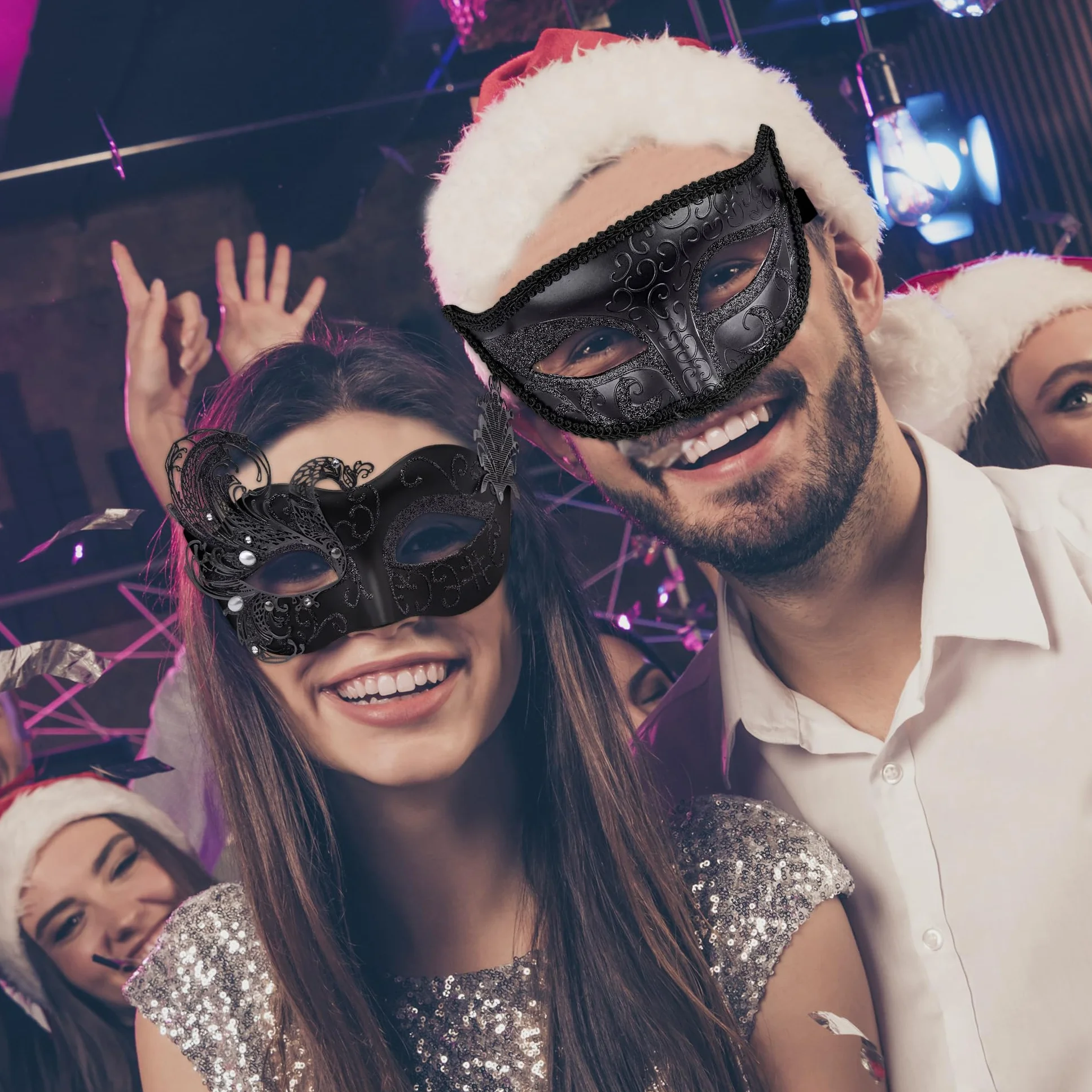 SIQUK Maska wenecka para maskarada damska koronkowa maska wenecka dla kobiet mężczyzn maskarada impreza