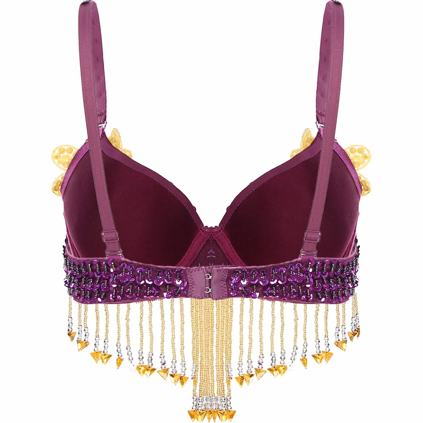 Damski biustonosz do tańca brzucha Crop Top Taniec orientalny błyszczący błyszczący biustonosz z frędzlami odzież do tańca