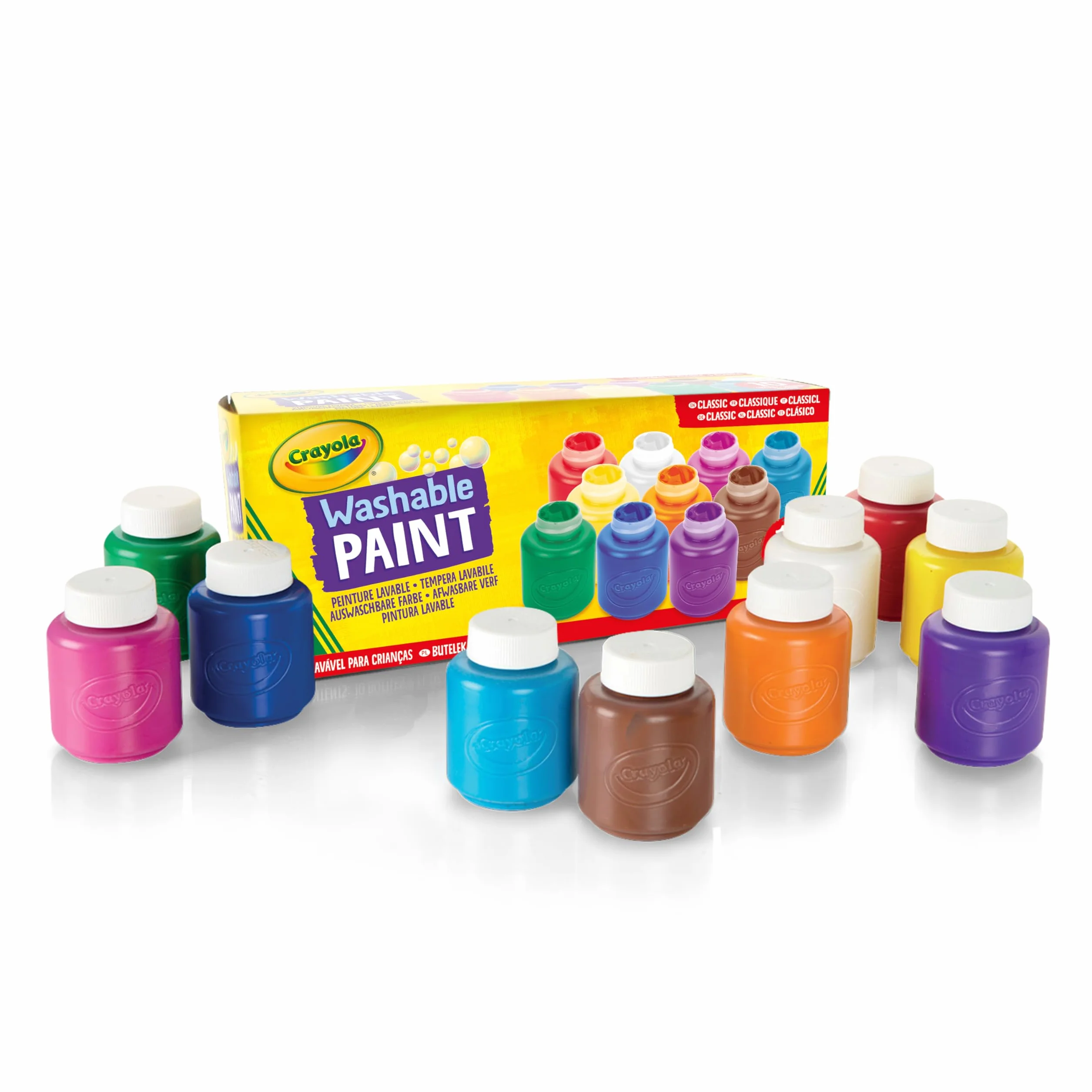 Crayola - Zmywalne kredki dla dzieci, opakowanie 10 słoiczków 59 ml, zalecany wiek: od 3 lat