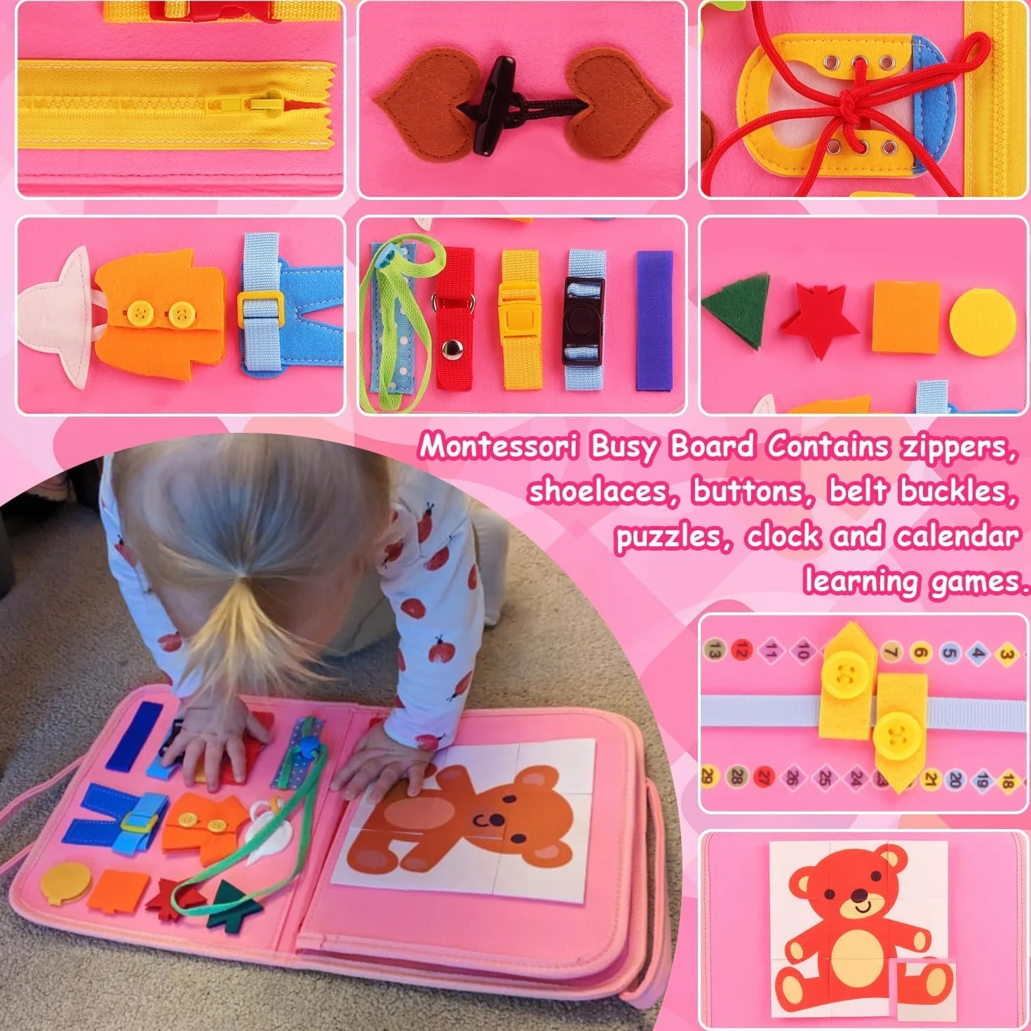 LATERN Busy Board Montessori zabawka dla dzieci, 28 x 21 cm, edukacyjna, edukacyjna, edukacyjna, tablica sensoryczna, rozwijająca zdolności motoryczne, zabawka dla chłopców, dziewcząt, prezent