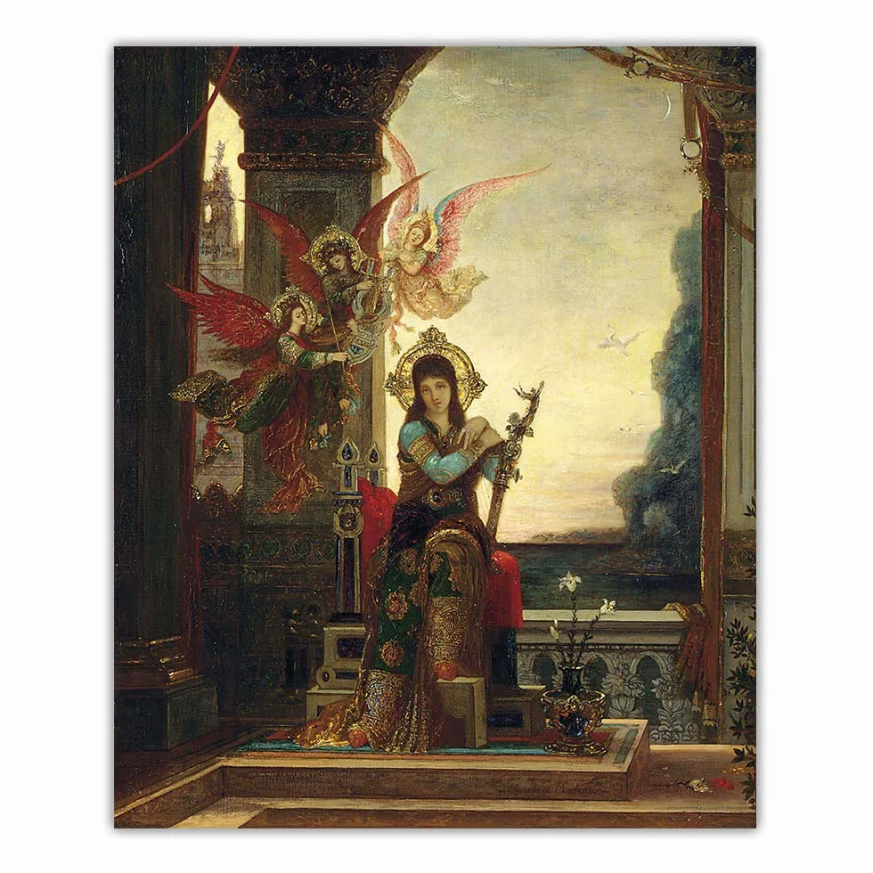Malowanie po numerach dla dorosłych św. Cecylia i anioły muzyki autorstwa Gustave'a Moreau, zestawy do malowania dla dorosłych, prezenty artystyczne, rękodzieło, do dekoracji domu
