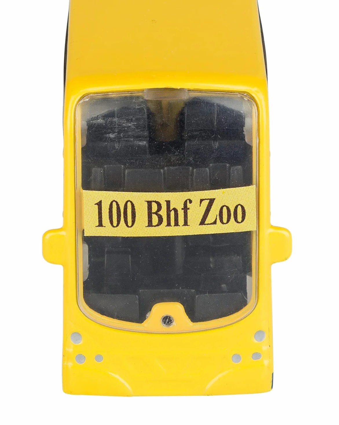 Idena 40107 - model autobusu berlińskiego dwupokładowego, z silnikiem cofania, ok. 18,5 x 13,5 x 4,5 cm, żółty, jako zabawka, typowy pamiątka lub popularny przedmiot kolekcjonerski