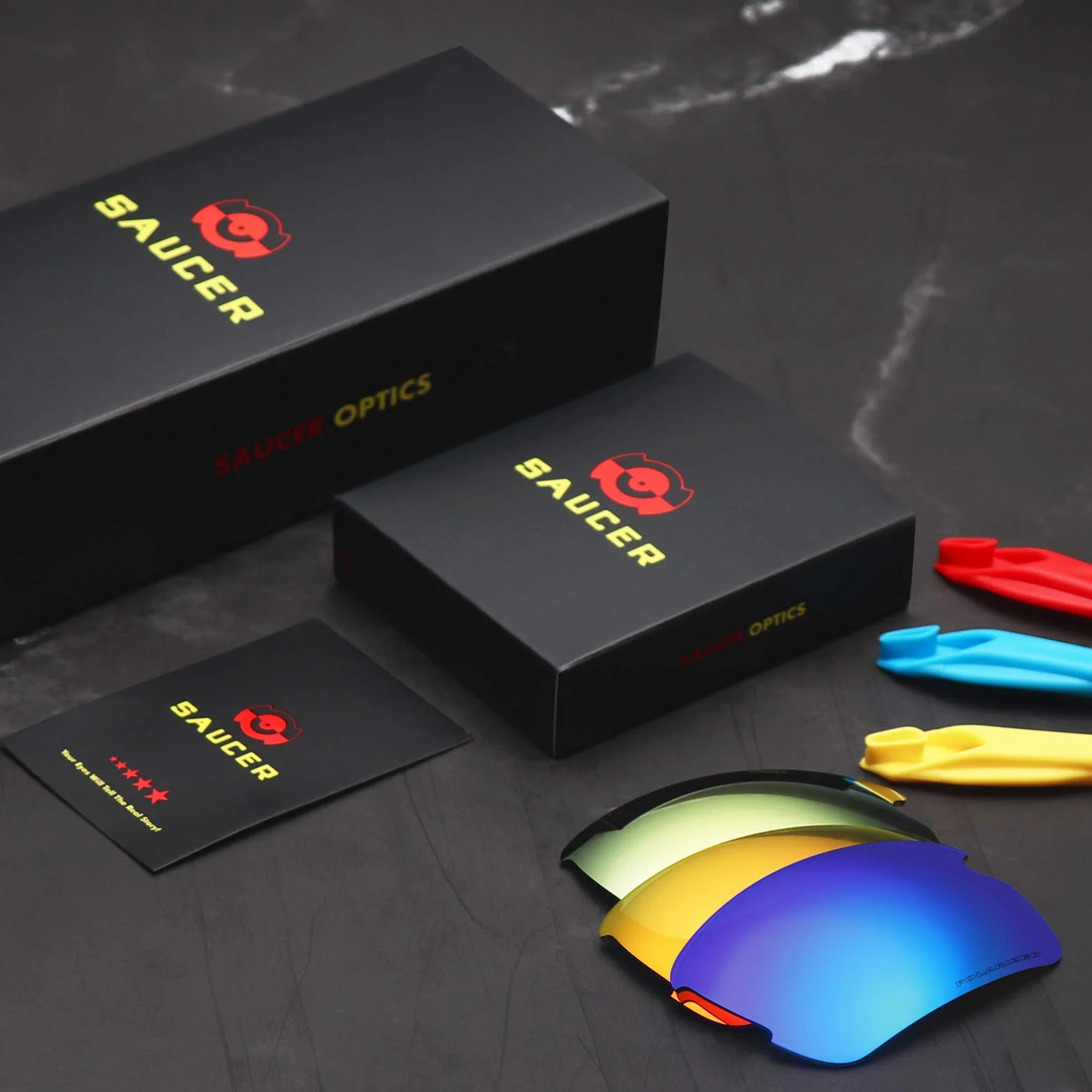 SAUCER Wysokiej jakości wymienne soczewki i zestawy gumowe do kurtki Oakley Flak | Flak Jacket Low Bridge Fit Okulary przeciwsłoneczne