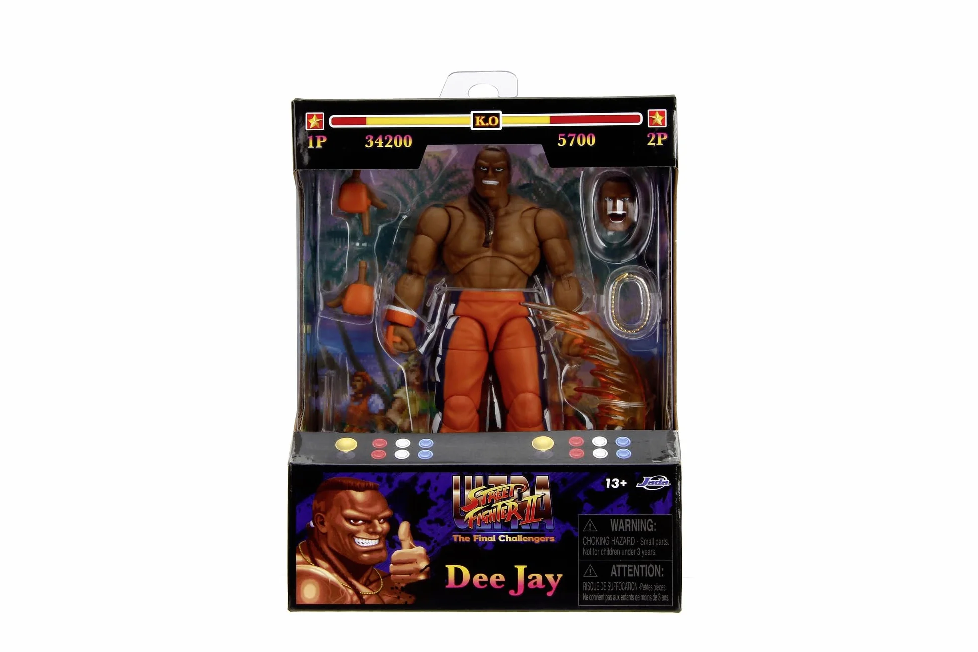 Jada Toys Street Fighter figurka DEE Jay (15 cm) - ruchoma figurka kolekcjonerska i akcji z Street Fighter 2: The Final Challengers, z alternatywną głową, rękami i akcesoriami, od 13 lat