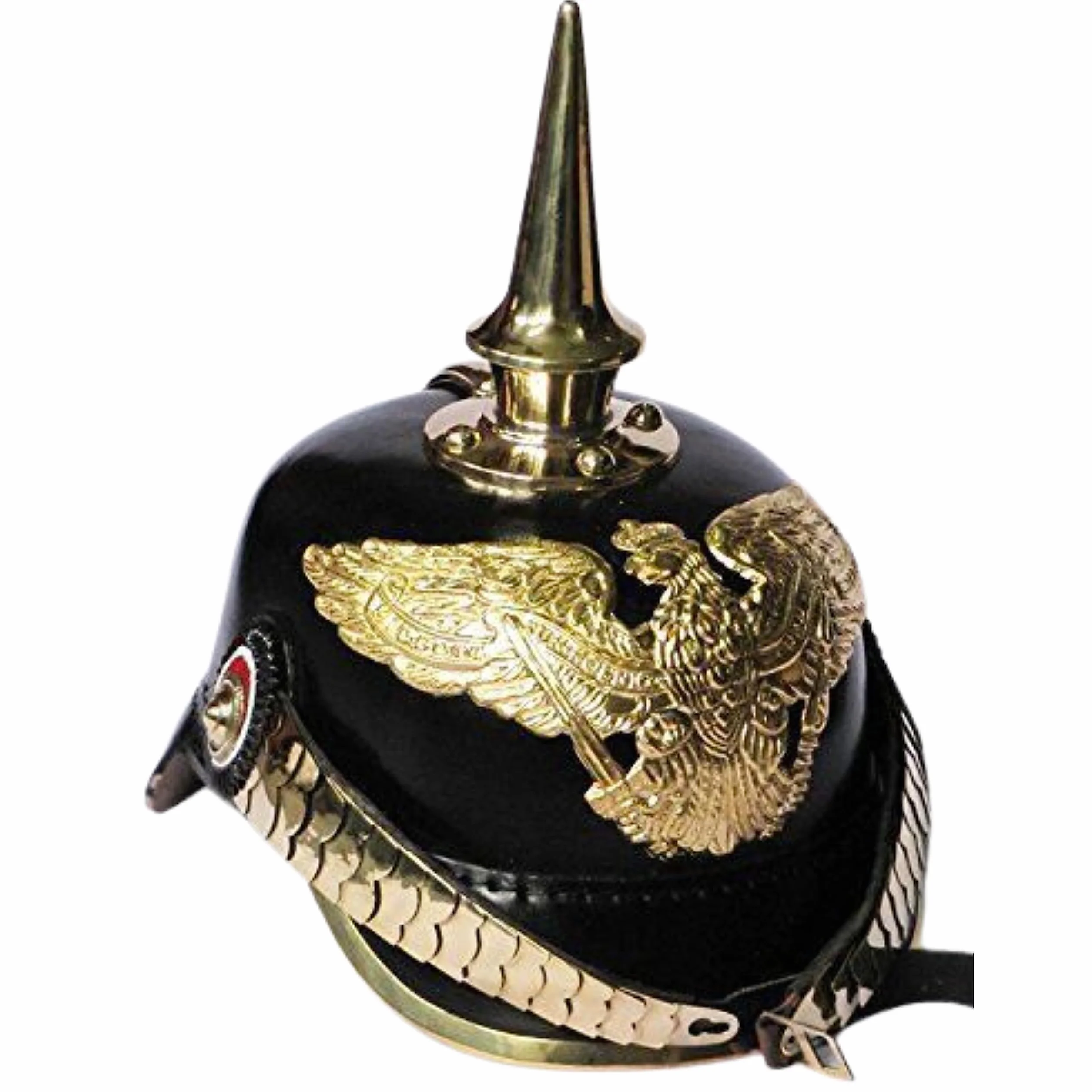 Medieval Replicas Mosiężny niemiecki hełm Pickelhaube Imperial Prussian - skórzany