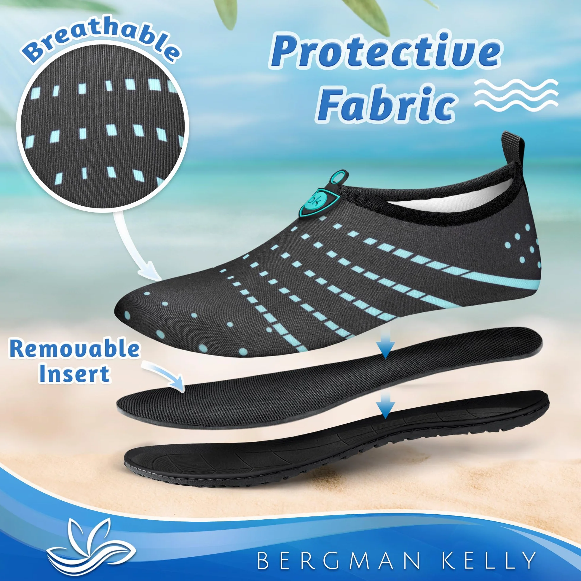 Bergman Kelly - Men's & Women's - Water Shoes - Multiple Sizes - Anti-Slip & Quick Drying Water Socks - Honeycomb Collection