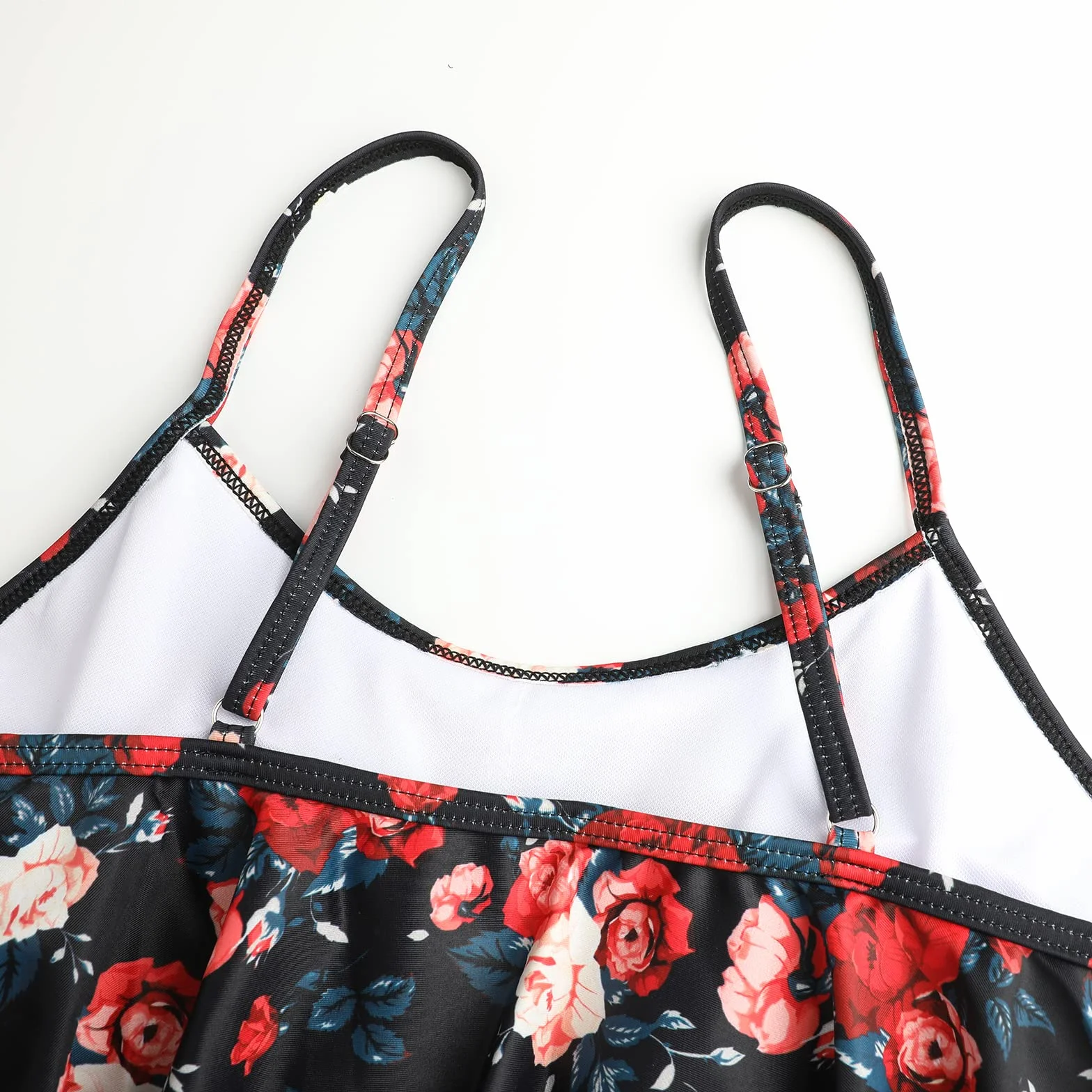 Genfien Damski dwuczęściowy strój kąpielowy z falbankami i wysokim stanem Push Up Bikini Vintage Bikini Set