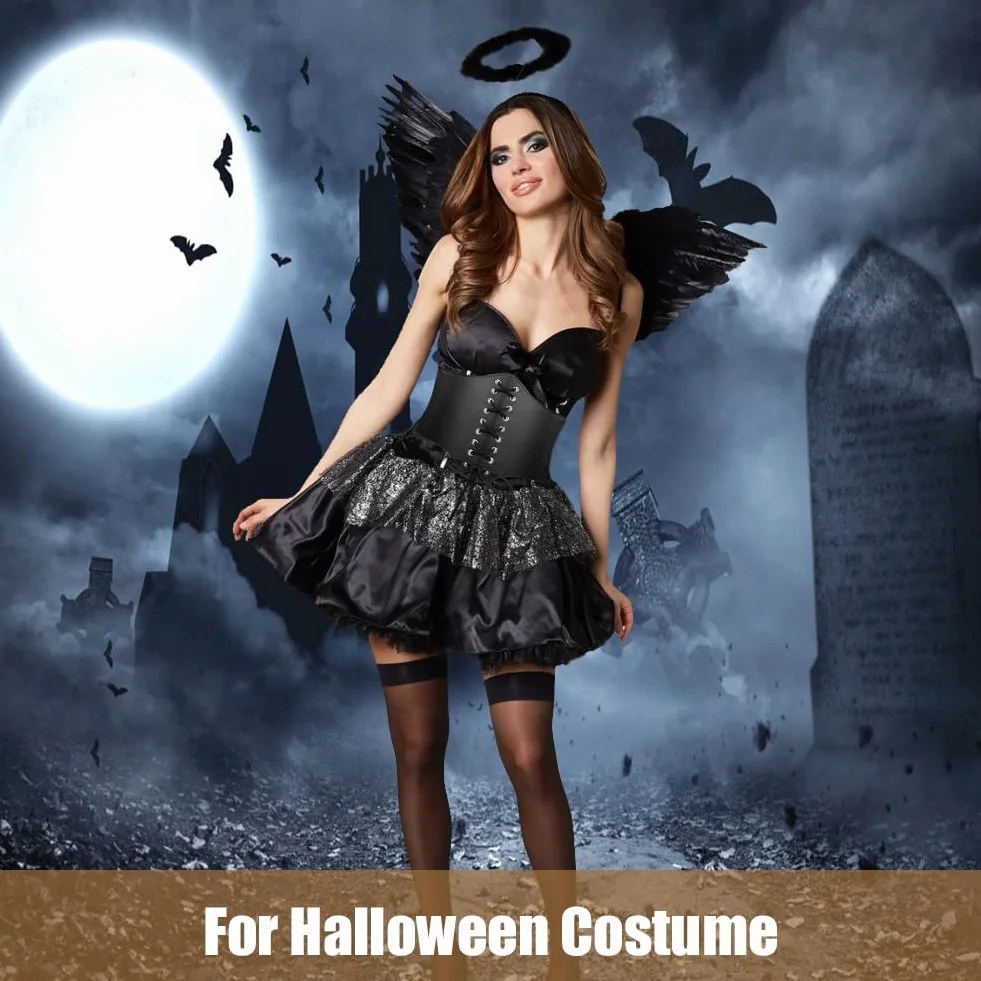 Głęboki damski pasek Waspie Corset Halloween, szeroki pasek ze sznurowaniem, elastyczny gorset w talii, piraci na Halloween i inne imprezy, czarny