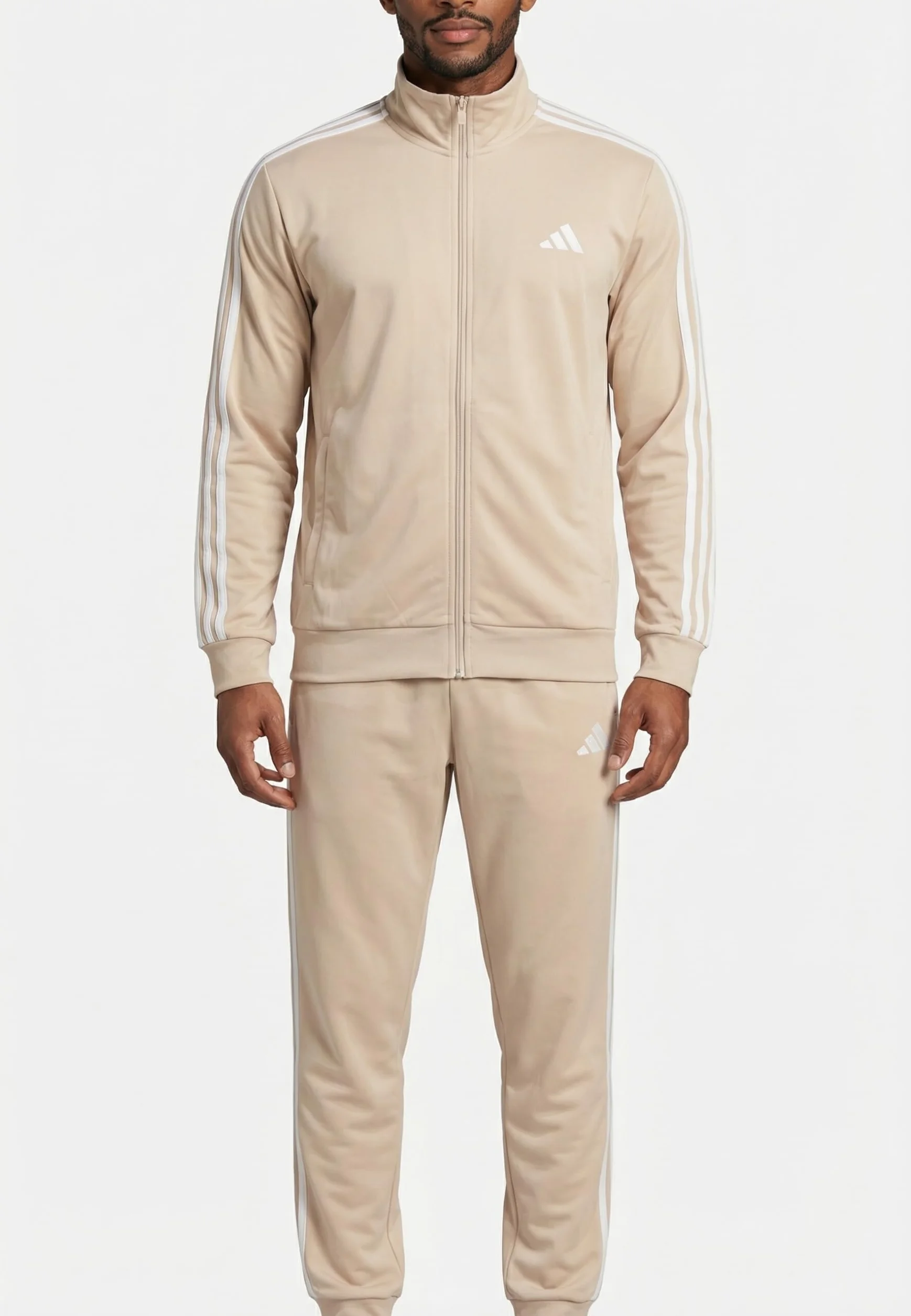 adidas Mezczyzni Sportswear Basic 3 Stripes Tricot Track Suit, Crystal Linen/white, XL