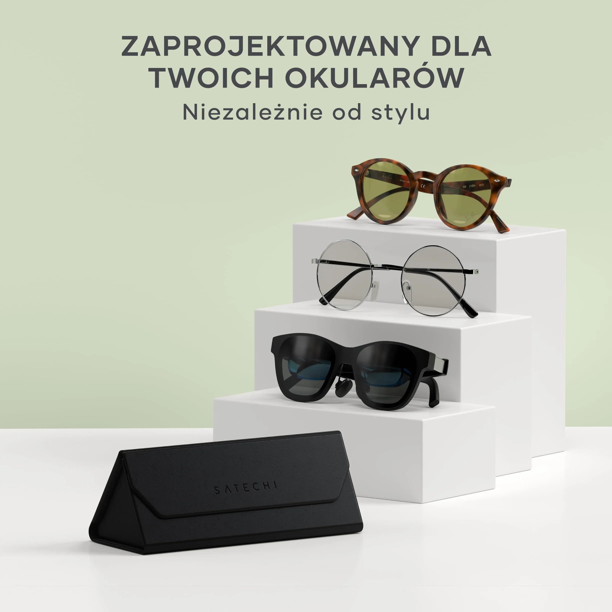 SATECHI FindAll Etui na Inteligentne Okulary Kompatybilne Z Aplikacją Apple Find My, Składane I Przenośne, Ładowane Bezprzewodowo, Z Alarmem Dźwiękowym, Do Wszystkich Rodzajów Okularów