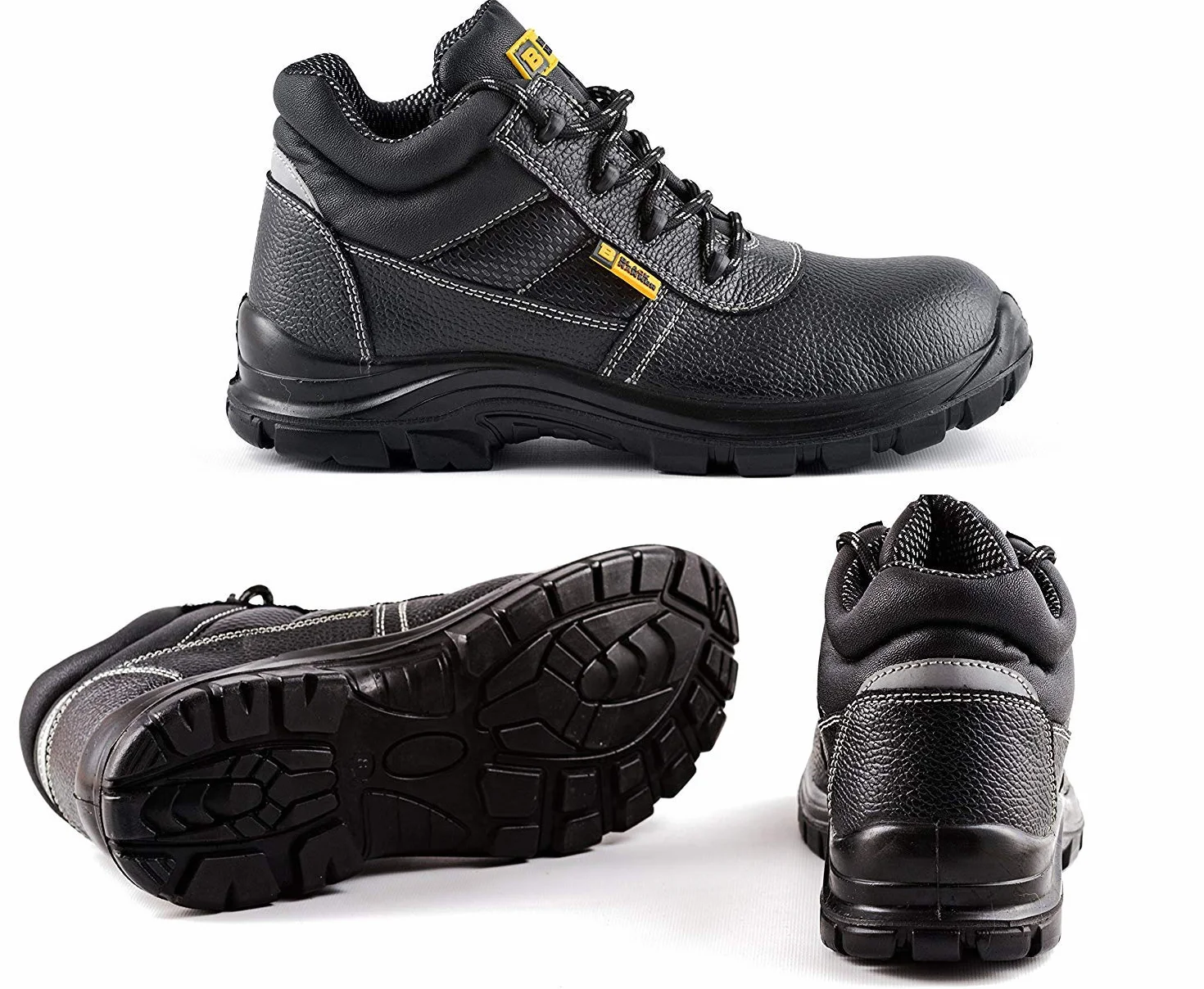 Męskie buty ochronne buty wodoodporne buty skórzane stalowe noski lekkie obuwie za kostkę lekki S3 SRC 1007 Black Hammer