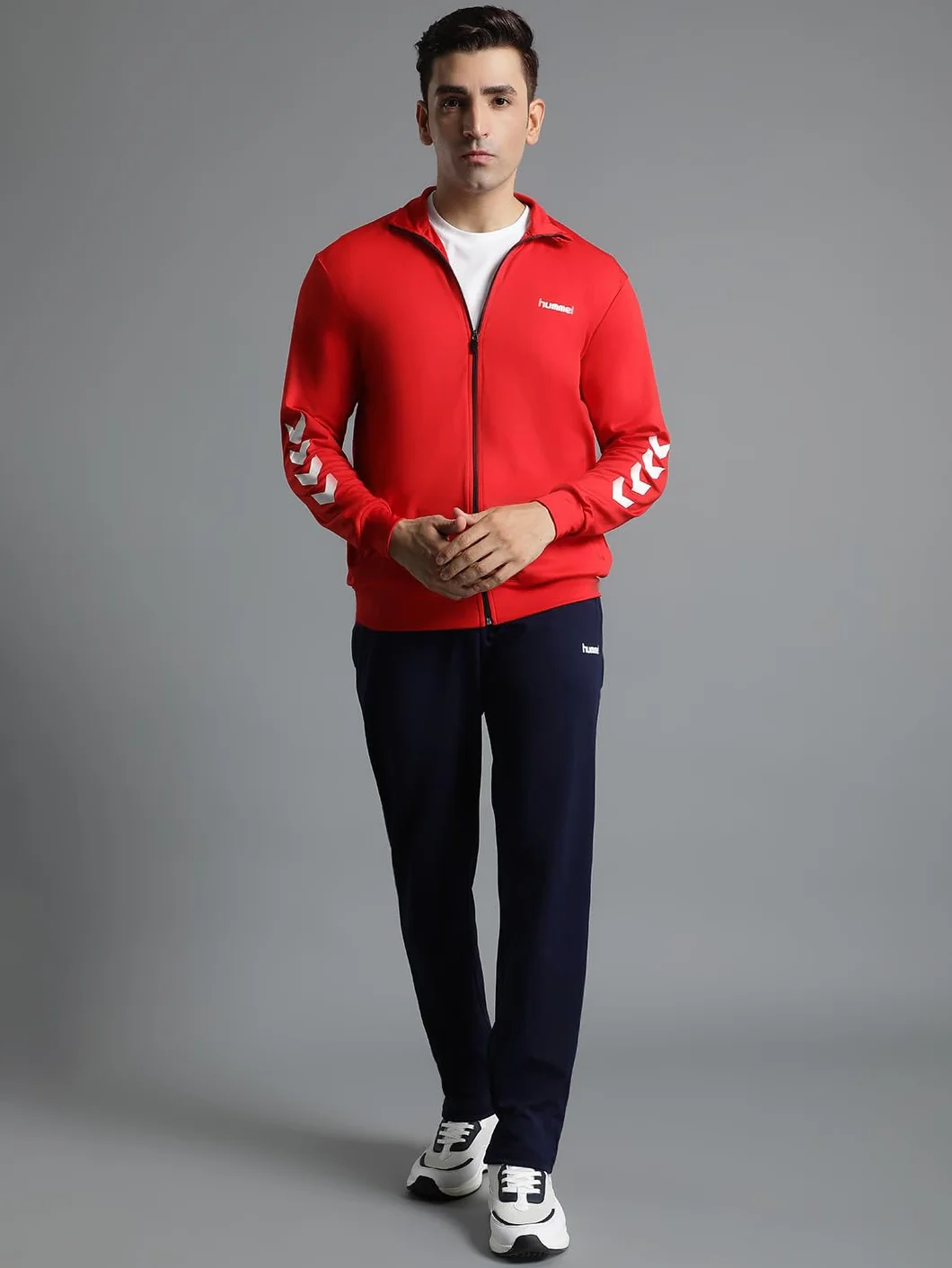hummel Męski zestaw Promo Poly Track Suit, TRUE RED/MARINE, M EU