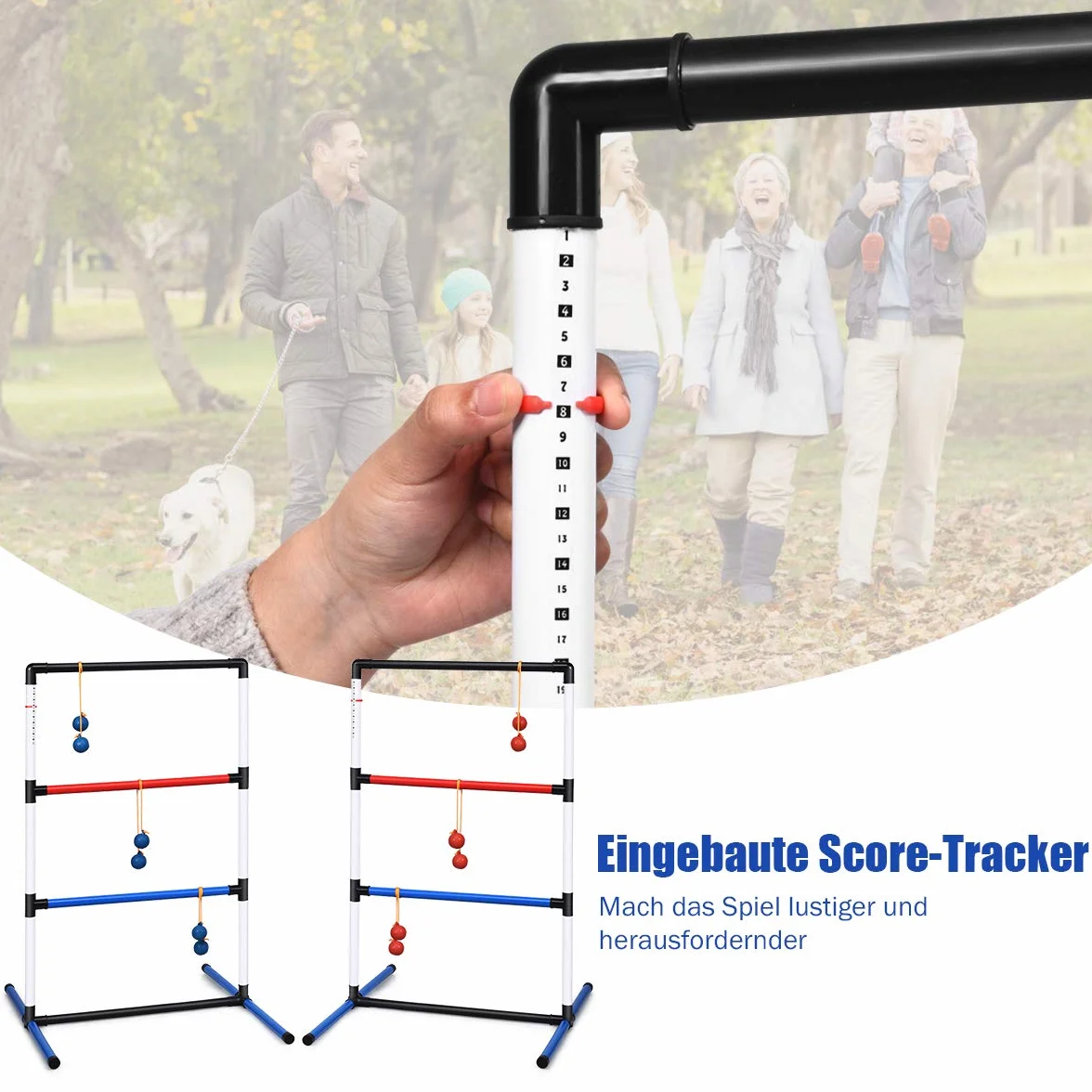 GOPLUS 2-częściowy zestaw do gry w rzucanie, drabinka z PCW, drabina golfowa z torbą do noszenia, zacisk tracker wyników, z 6 podwójnymi kulkami, gra zręcznościowa dla wszystkich grup wiekowych