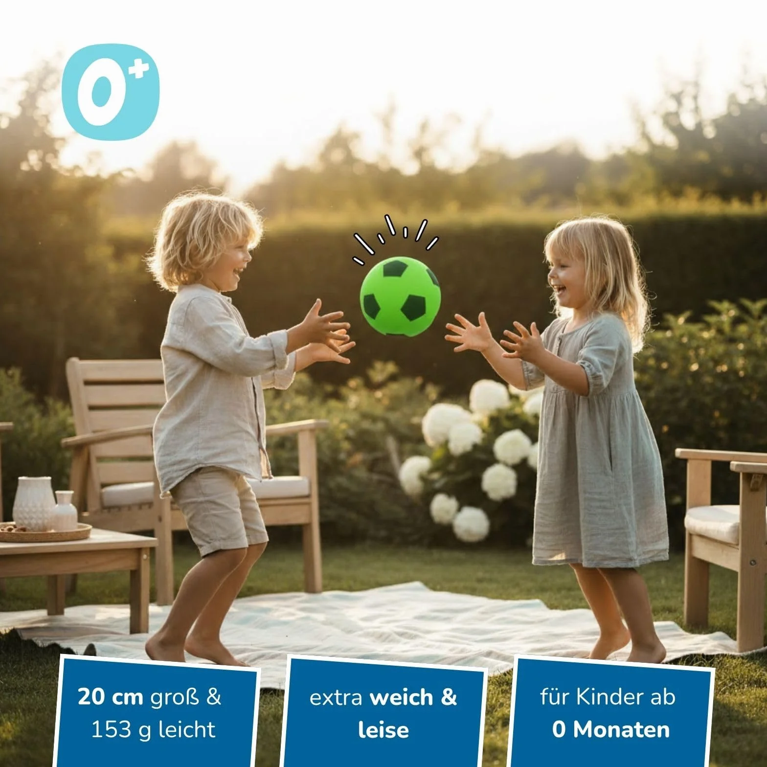 alldoro 63104 Piłka piankowa, 20 cm, 153 g, zielona, wzór piłki nożnej dla dzieci od 18 miesięcy, do użytku wewnątrz i na zewnątrz