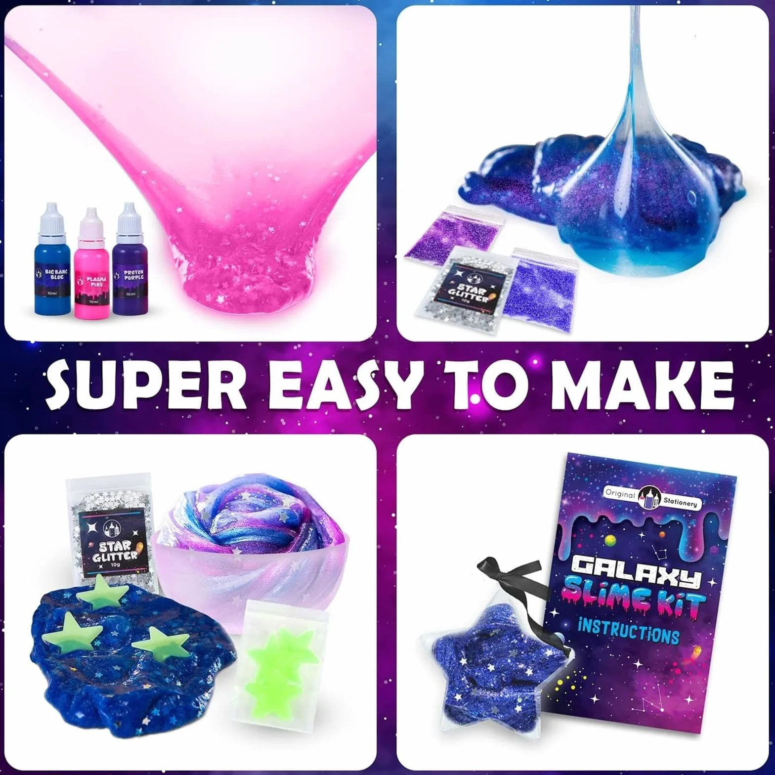 Original Stationery Zestaw Mini GalaxySlime do tworzenia Glitter Slime & Galactic Slime Kit dla dziewczynek w wieku 10-12 lat