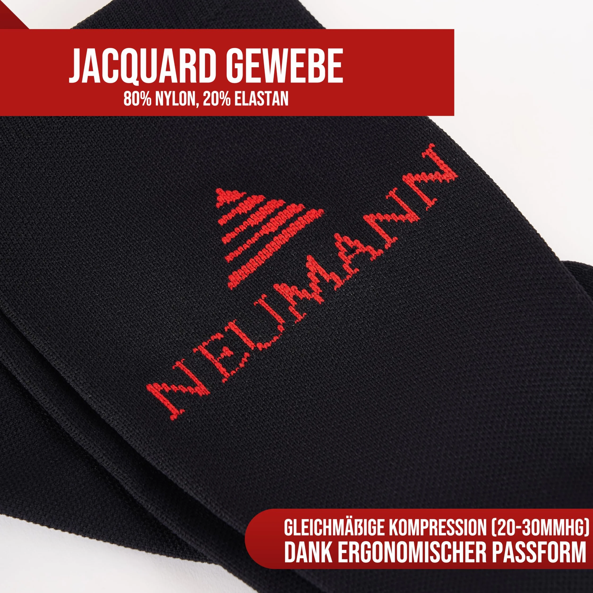 NEUMANN® Skarpety kompresyjne Premium Jacquard - Dla kompresji i stabilności podczas biegania, sportu, pracy i nie tylko - Większa wydajność i szybszy powrót do formy (Rozm. 39-42, 15-20mmHg)
