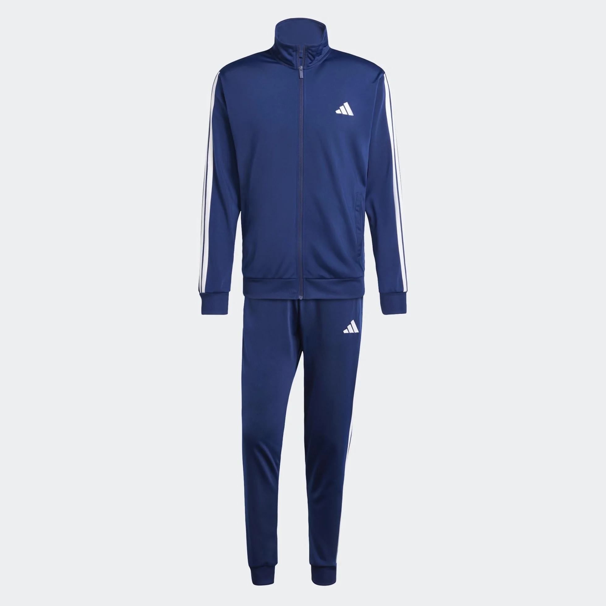 adidas Mężczyźni SPORTSWEAR BASIC 3 STRIPES TRICOT TRACKSUIT, Dark Blue, L
