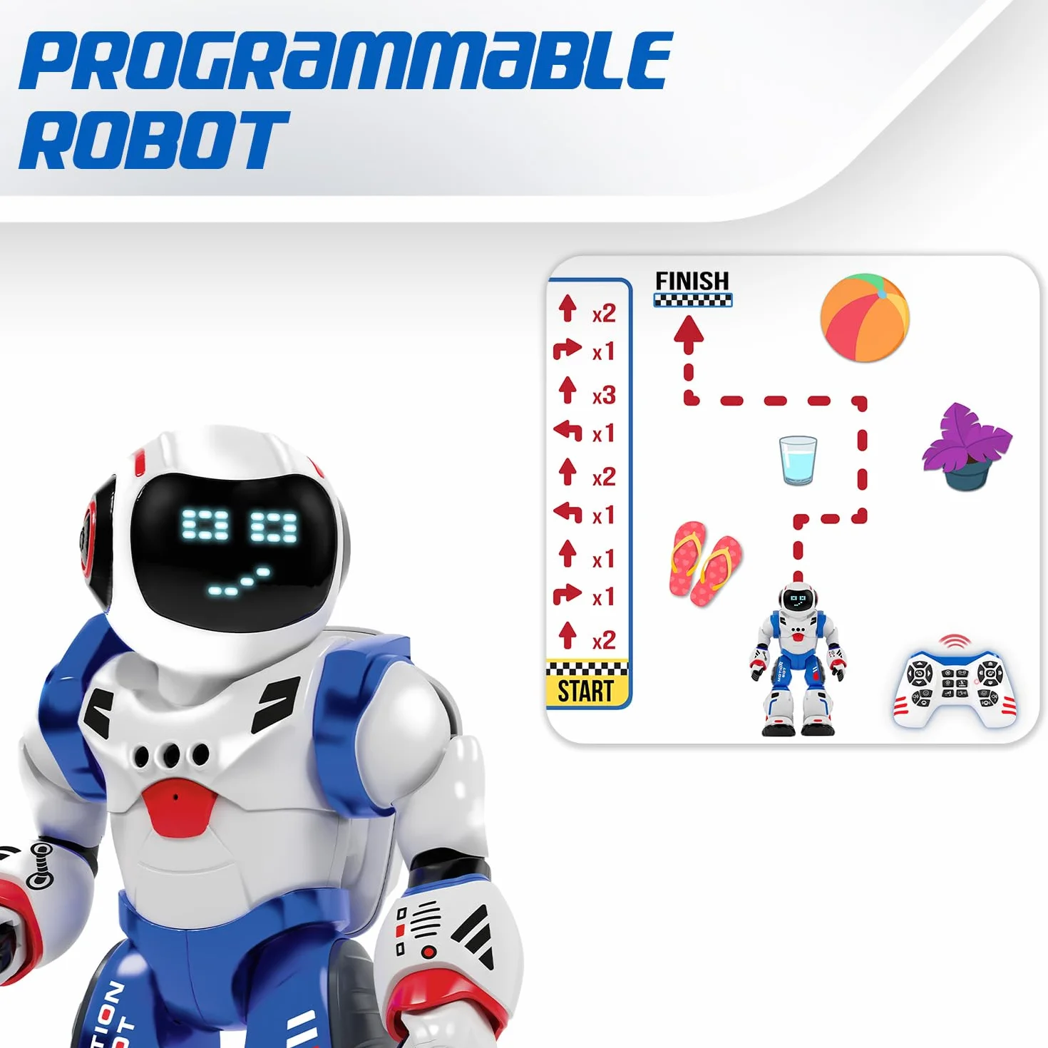 Xtrem Bots - Bruce | Robot zabawkowy, robot dziecięcy z 20 wyrazami twarzy, programowalne roboty dla dzieci z 50 ruchami, zestaw robotów, prezenty dla chłopców w wieku 5 lat i starszych