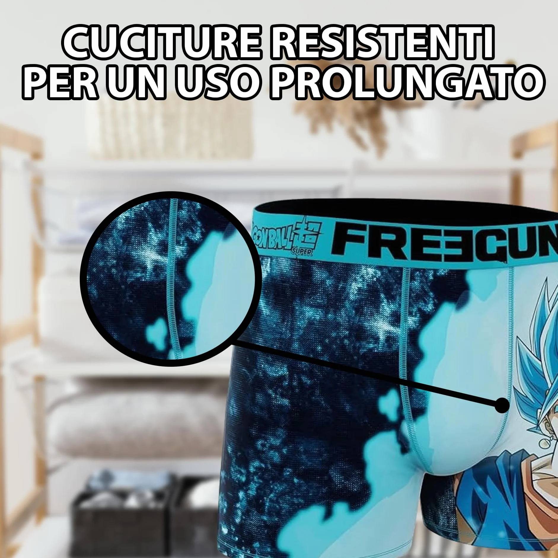 FREEGUN | Bokserki Chłopięce Fusion | Nadruk Dragon Ball Vegetto | Miękkie i Wygodne | Bielizna Sportowa | Bokserki Poliestrowe | Materiał Przeciw Otarciom | Bielizna dla Chłopców | 12/14
