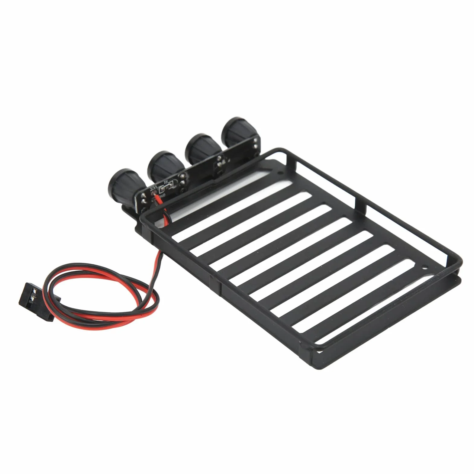 Dilwe Bagażnik Dachowy RC, ze światłem LED do Gąsienicy Axial SCX24 1 24 RC, Trwały Plastikowy materiał żelazny, łatwa Instalacja Akcesorium do Symulacji (Okrągła Lampa)