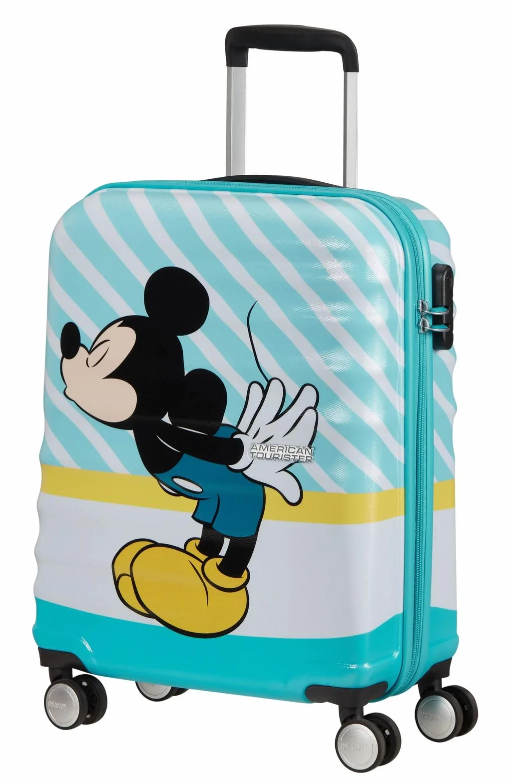 American Tourister Wavebreaker Disney - Walizka Kabinowa 55x40x20 cm, Walizka Twarda, Trolley Kabinowy dla Ryanair & Wiekszosci Linii Lotniczych - Mickey Blue Kiss