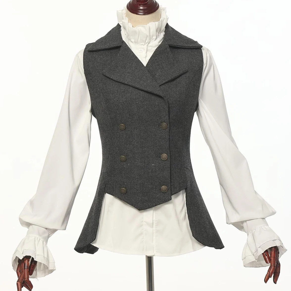 Damska kamizelka wiktoriańska, stroje z lat 20., renesansowy tweed, frak, gotycki steampunk, kamizelka, kurtka, top