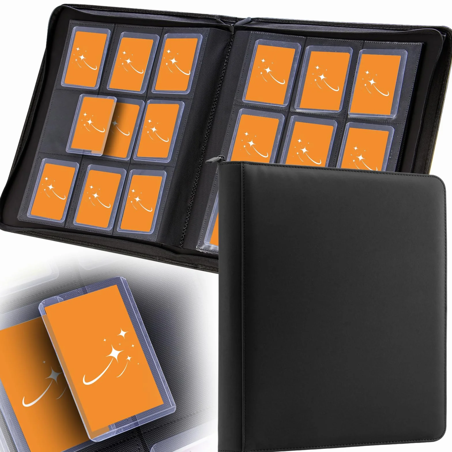TopLoader Binder teczka na zeszyty, 9 przegródek, Top Loader, album na karty kolekcjonerskie 360 3" x 4", album na karty Toploader, do wymiany
