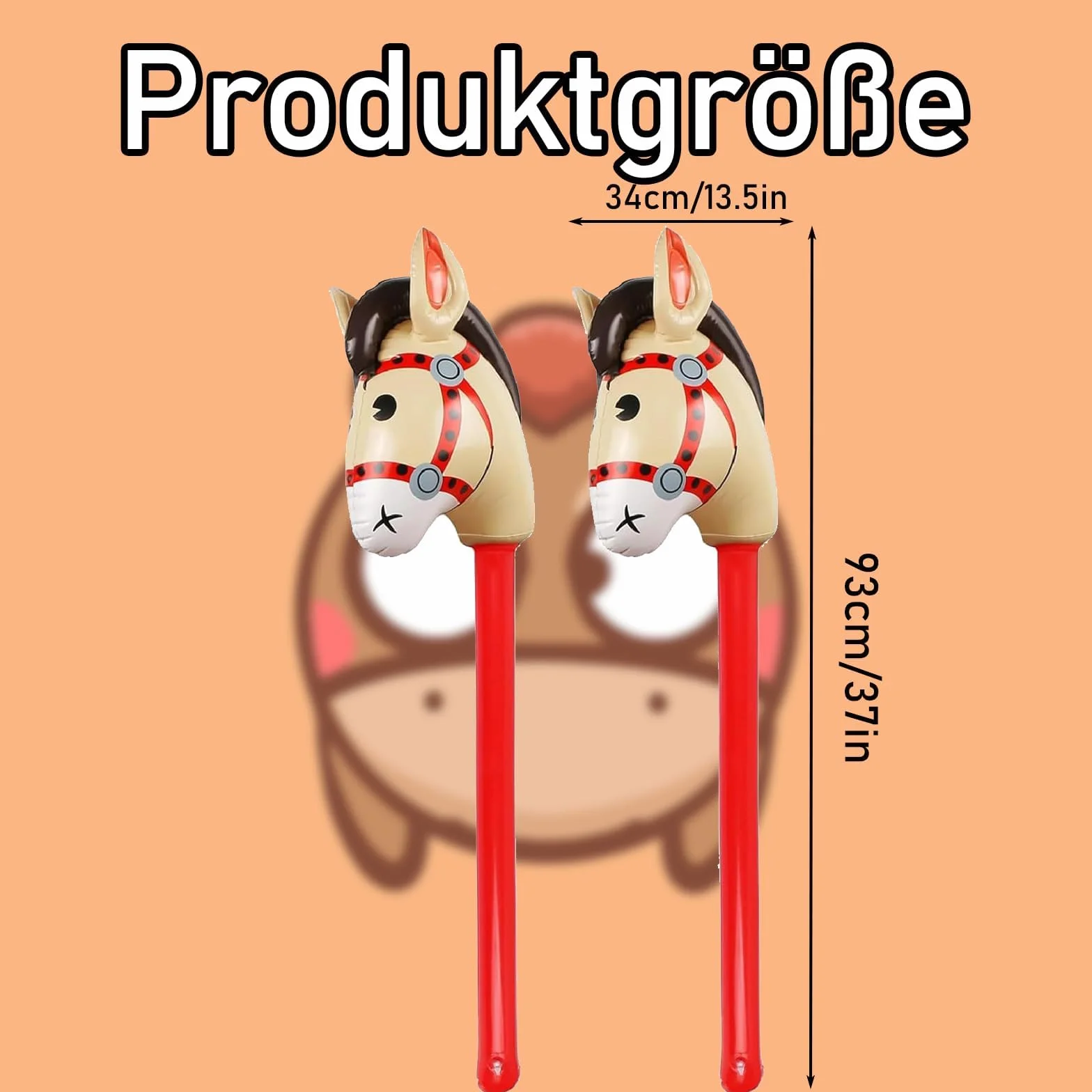 Nadmuchiwany koń, 2 sztuki, 80 cm, nadmuchiwany kijek do kucyka, do majsterkowania, hobby, dekoracja dla dzieci, kowbojska impreza tematyczna