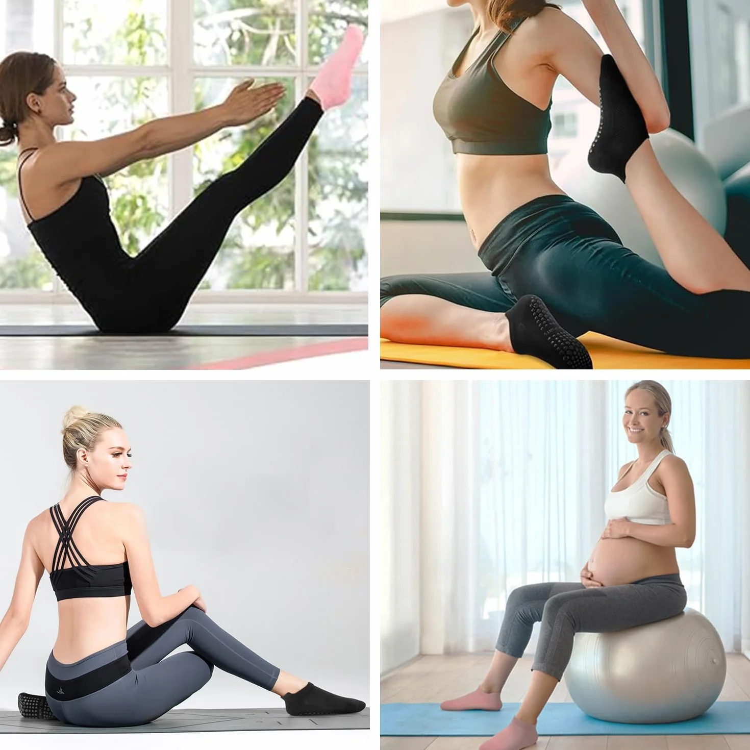 Luxiremi 5 par skarpet do pilatesu, jogi, dla kobiet, antypoślizgowe, antypoślizgowe skarpety do szpitala, tańca, pilatesu, jogi