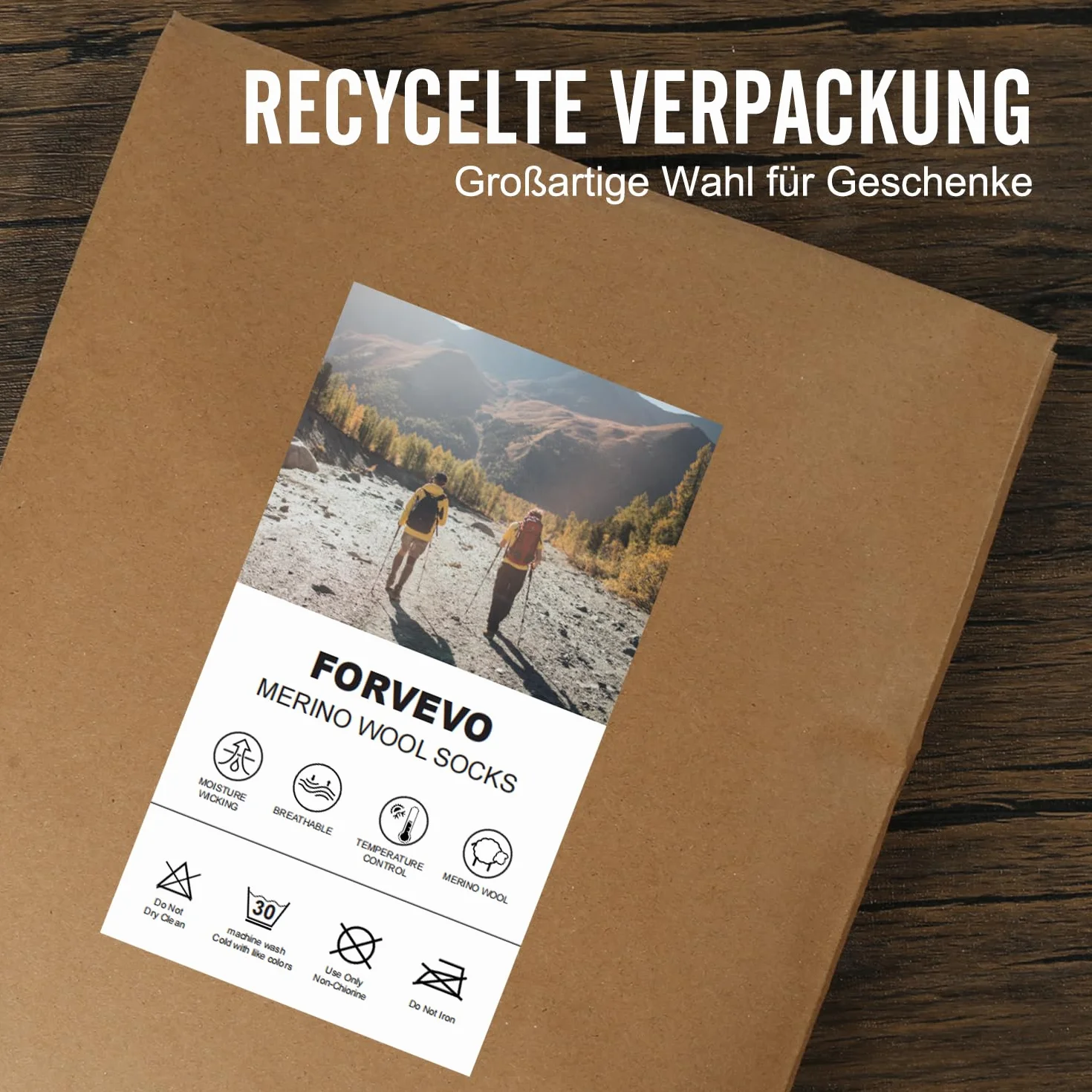 FORVEVO Skarpety trekkingowe z merynosów, męskie i damskie, 3 pary, 60% wełniane skarpety męskie, wyściełane, termiczne skarpety zimowe, skarpety sportowe do trekkingu i aktywności na świeżym