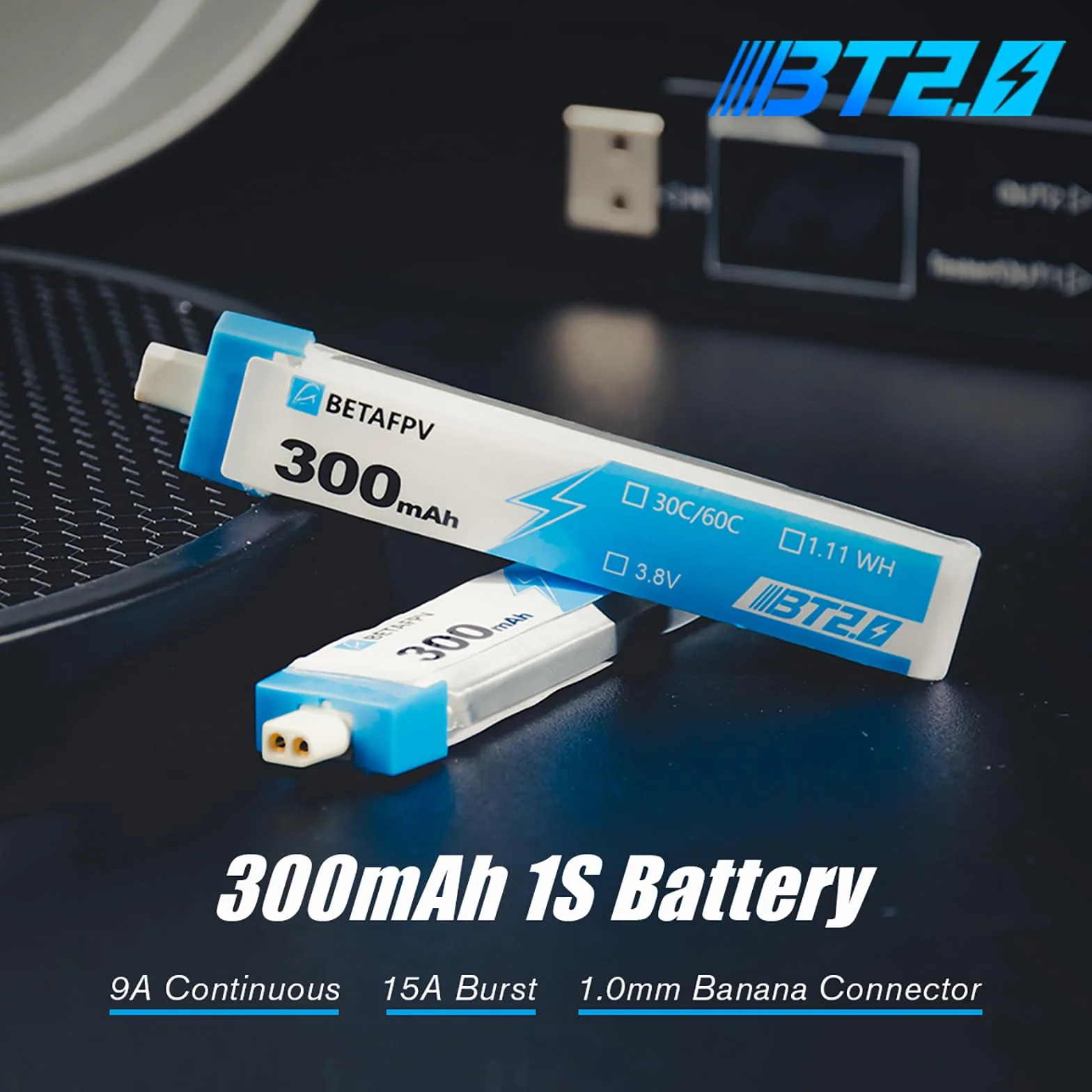 BETAFPV 8 sztuk BT2.0 300 mAh 1S bateria 4,35 V 30C/60C FPV Lipo z 1,0 mm Złącze bananowe do FPV Tiny Whoop 1S Brushless Whoop Drone Like Meteor65 Micro Whoop Drone