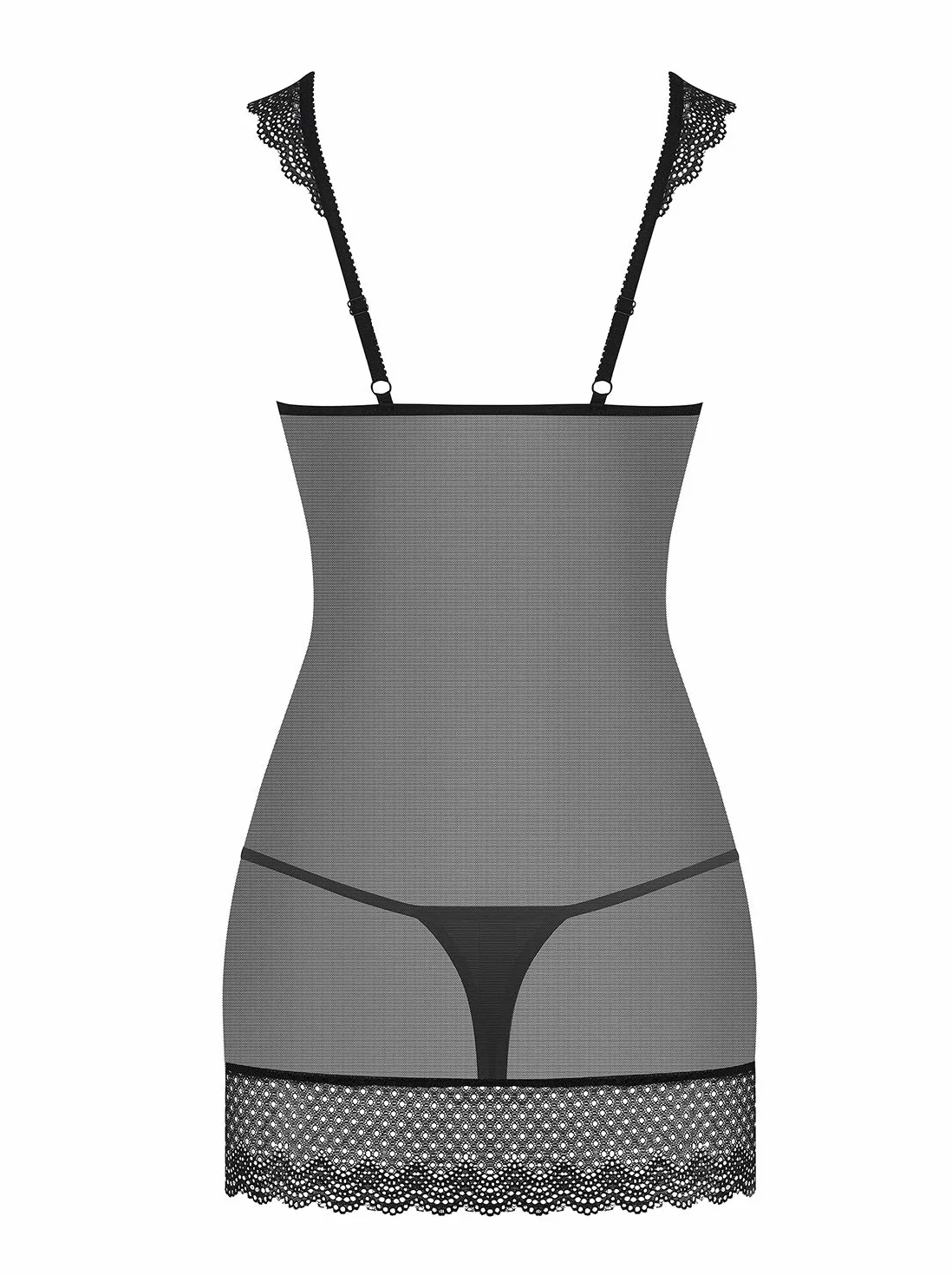 Obsessive Uwodzicielski zestaw bielizny damskiej ze szlachetnej babydoll z koronką i stringami, w ładnym pudełku prezentowym