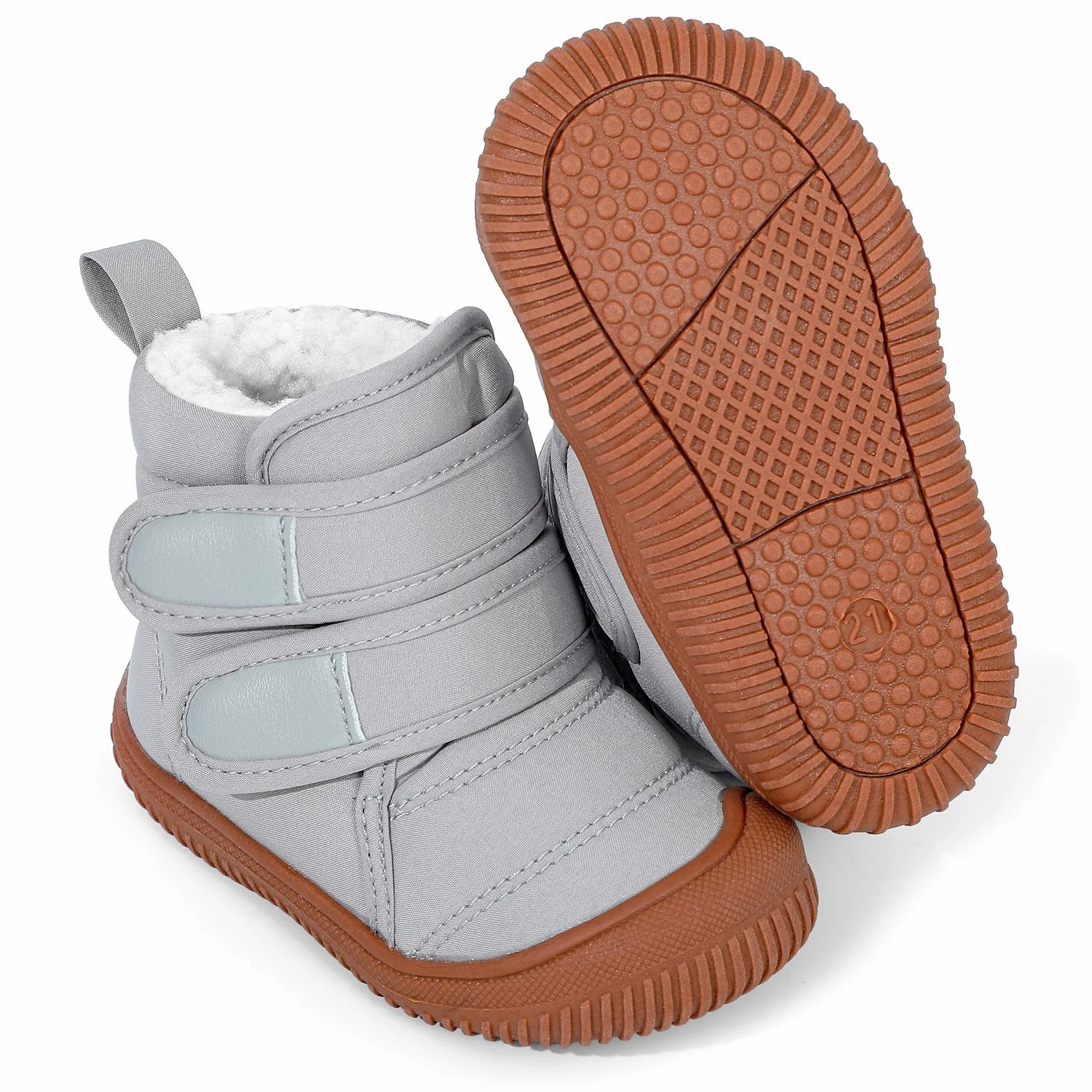 MASOCIO Buty zimowe dla chłopców i dziewczynek, małe dzieci, buty zimowe, pluszowe, płaskie, gumowe, antypoślizgowe, rozmiar 19-27 EU