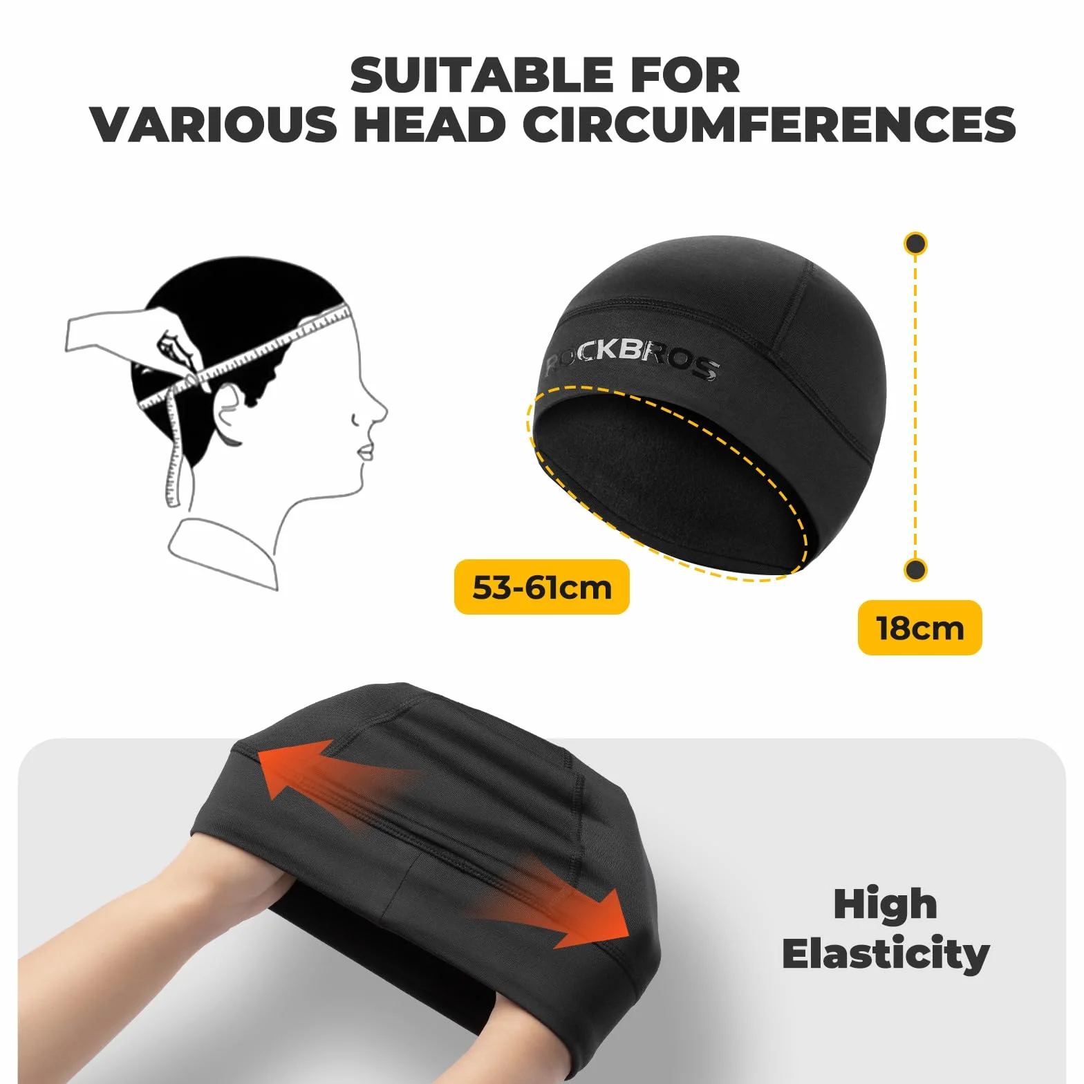 ROCKBROS Czapka Rowerowa Kask Undercap Czapka Rowerowa Ciepła Wiatroszczelna Czapka Zimowa Czapka Rowerowa do Jazdy na Rowerze Narciarstwo Bieganie Kobiety/Mężczyźni