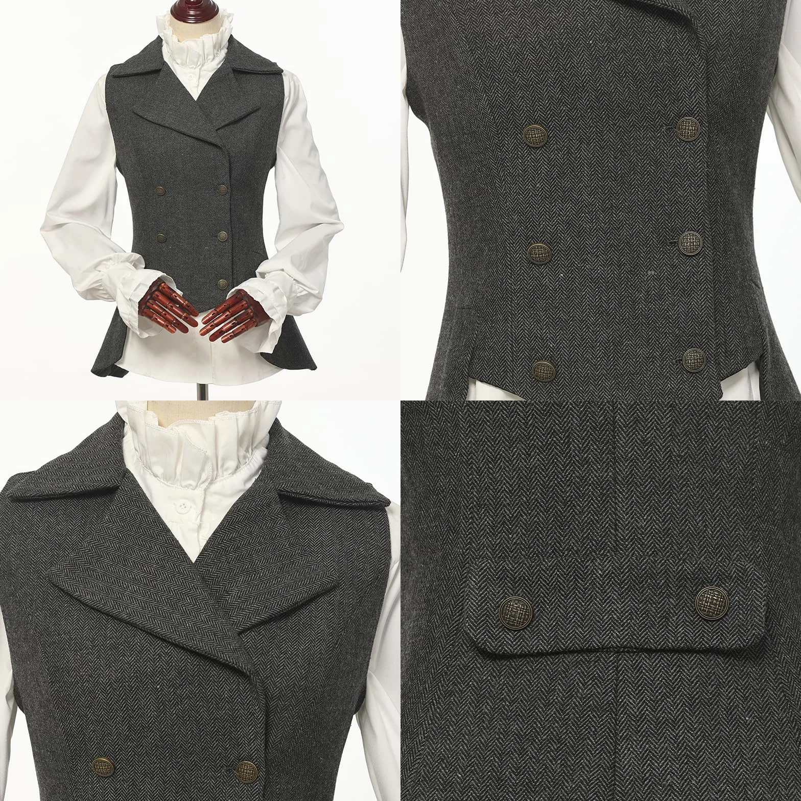 Damska kamizelka wiktoriańska, stroje z lat 20., renesansowy tweed, frak, gotycki steampunk, kamizelka, kurtka, top