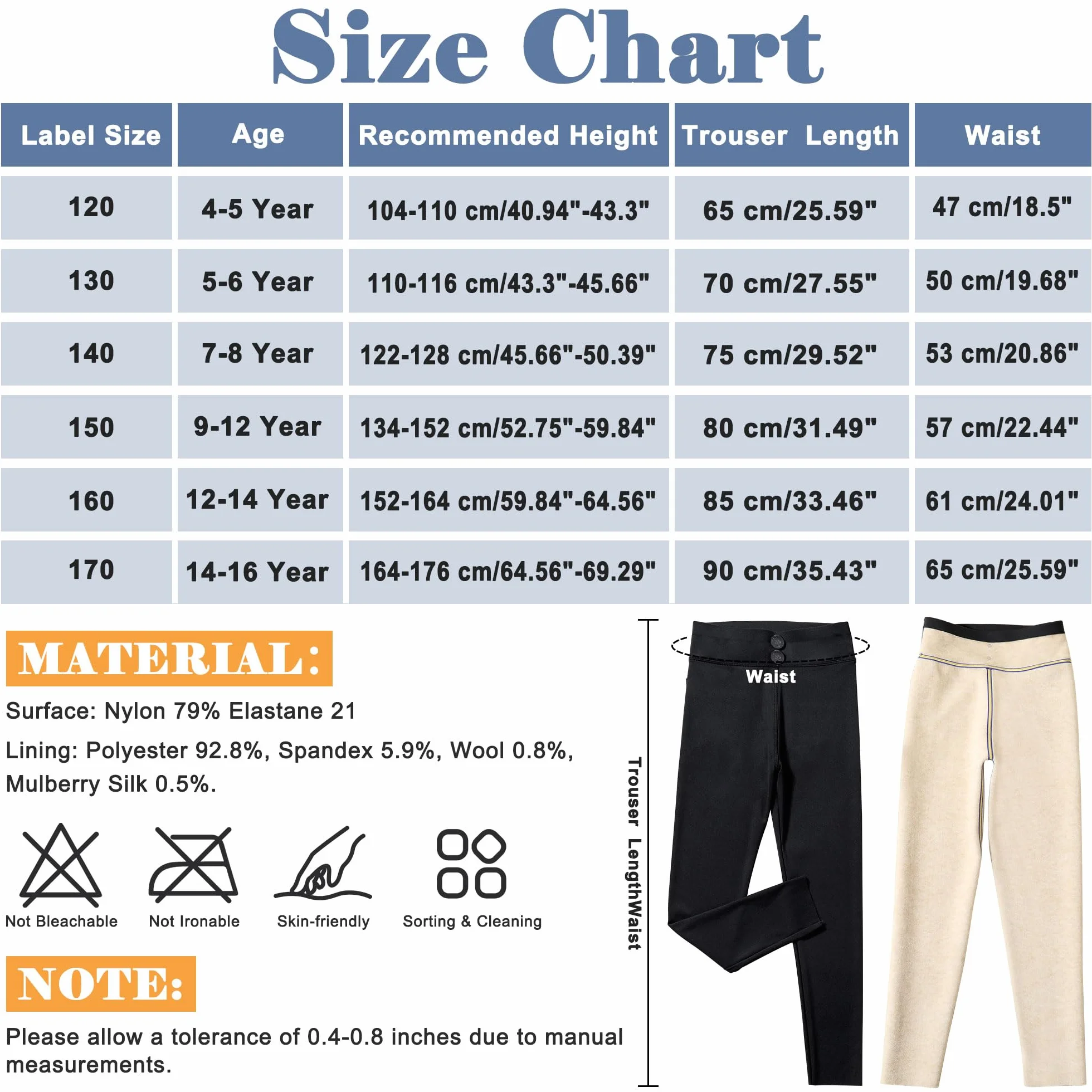 Legginsy termiczne dla dziewcząt i dzieci, z podszewką, legginsy termiczne z kieszeniami, wysoki stan, polar, ciepłe spodnie, elastyczne, długie spodnie termiczne, na zimę, bielizna termiczna