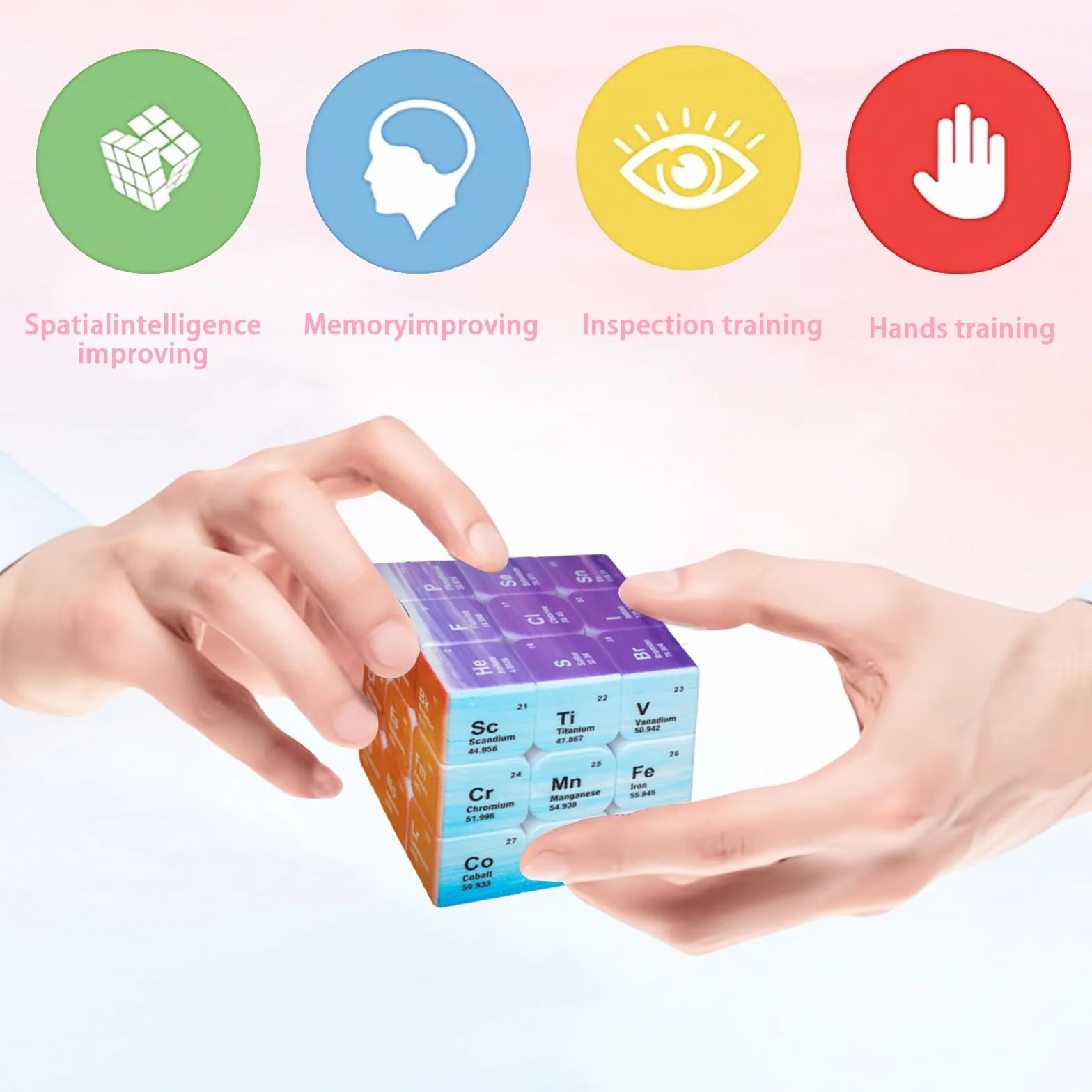 Speed Cube Kostka Rubika 3x3 Magiczna kostka z prędkością układu okresowego kostki 3x3 bez klejonych kostek zabawka puzzle szybkie i gładkie puzzle, magiczne kostki dla dzieci, dla dorosłych