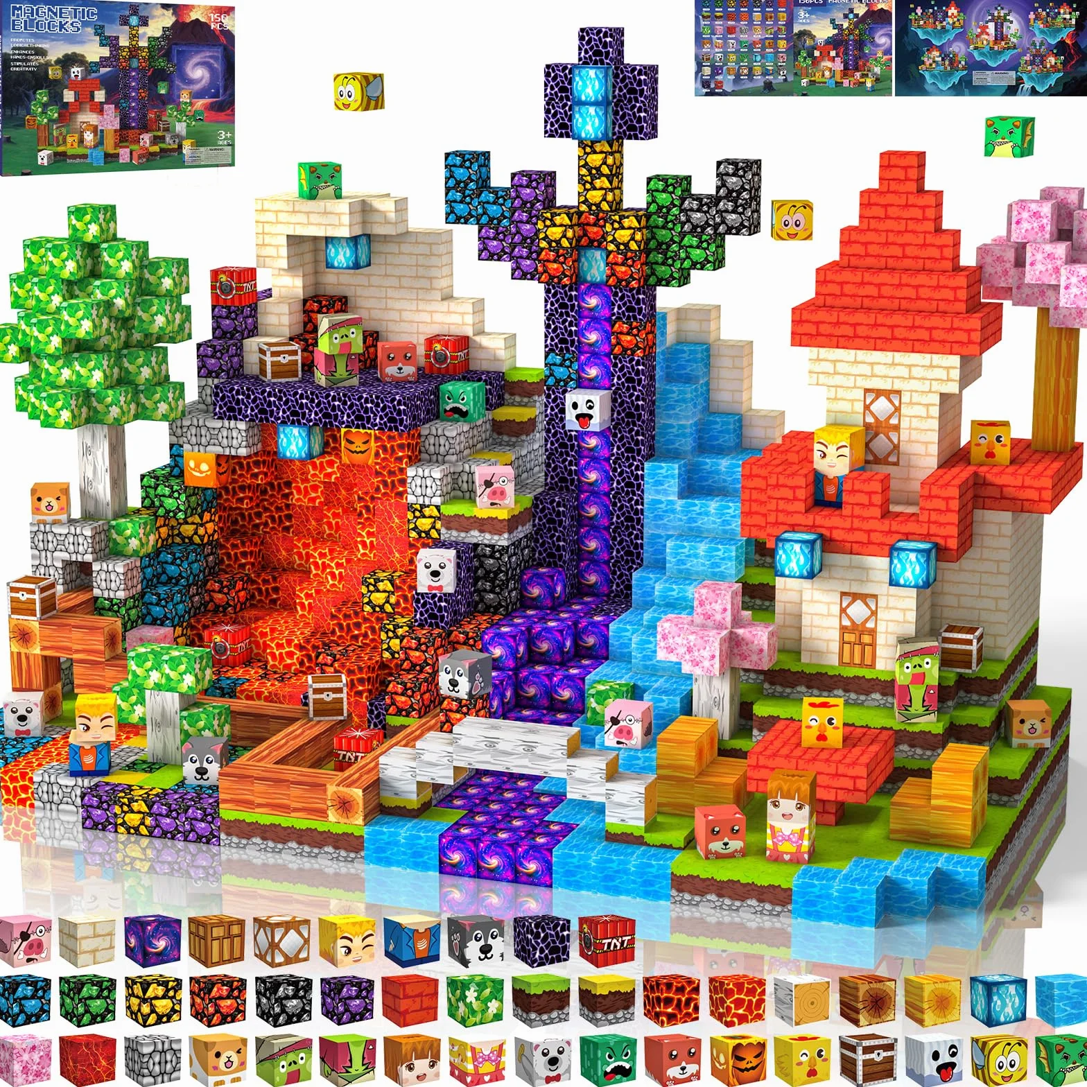 Klocki Magnetyczne 150 PCS 2CM, 3+ Zabawki sensoryczne STEM Montessori, Magnetyczne Klocki dla 3 4 5 6 7 8 9 10 11 12 8-12 lat Chłopcy i dziewczynki Prezenty urodzinowe