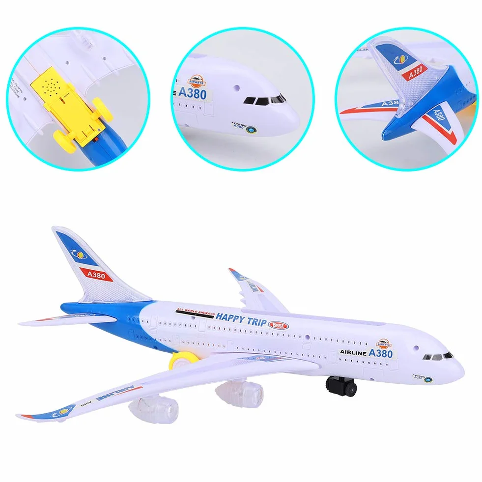 ZJchao Duży model samolotu elektrycznego A380 z dźwiękiem i światłem, zabawka dla dzieci do zabawy (model samolotu)