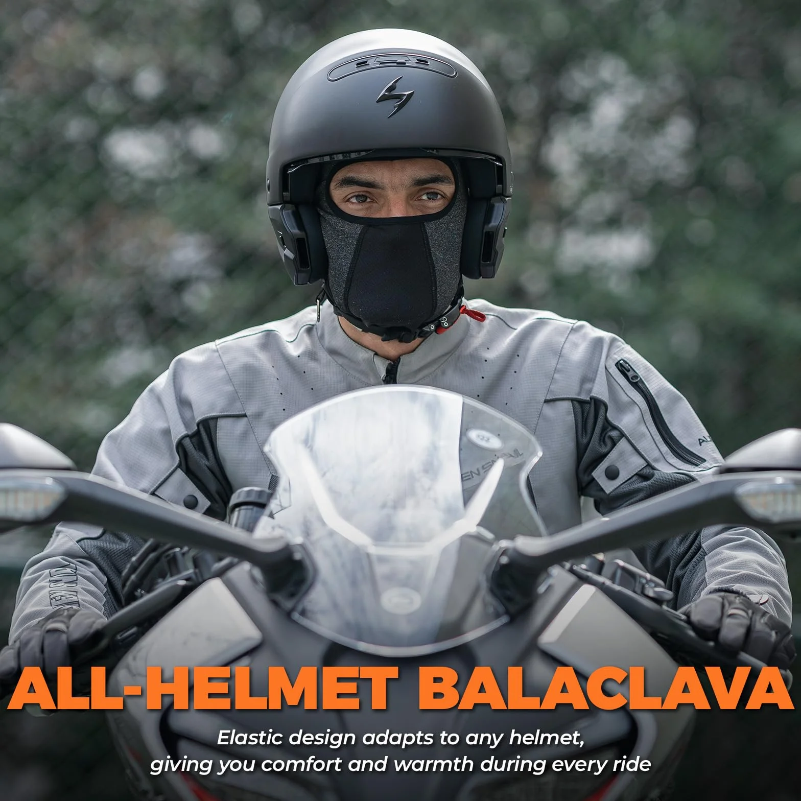 ROCKBROS Kominiarka Rowerowa, Ciepła, Wiatroodporna, Oddychająca, Elastyczna, Uniwersalna, Motocyklowa, Narciarska, Maska, dla Kobiet i Mężczyzn, 54-62 cm, Czarny/Szary