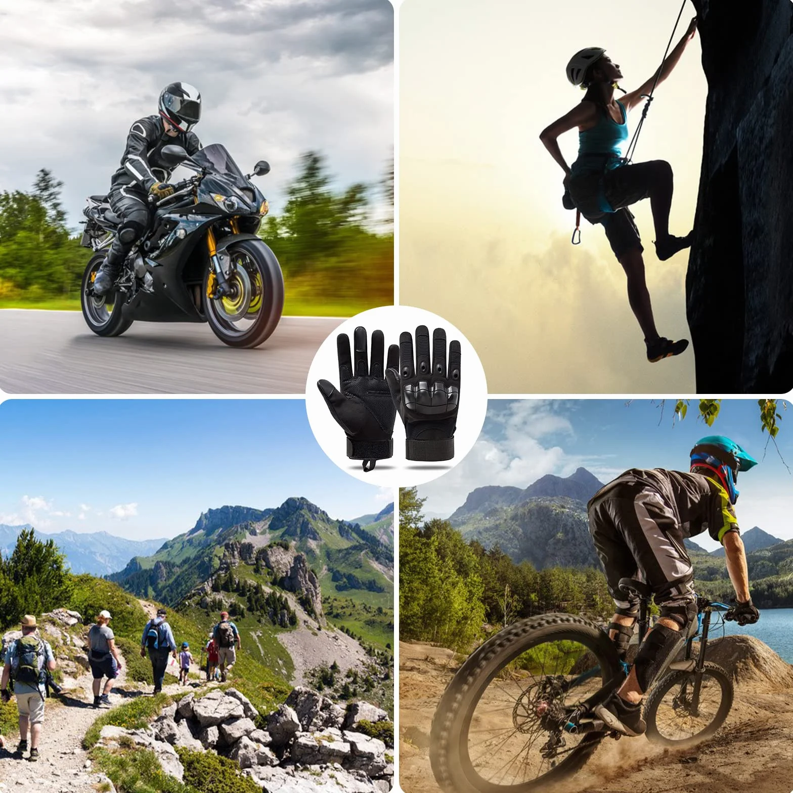 Rękawice motocyklowe Firschoie Taktyczne, z ochroną stawów i 2 palcami, ekantypoślizgowy, do dżungli, trekkingu, motocykli, rowerów górskich (czarne L)