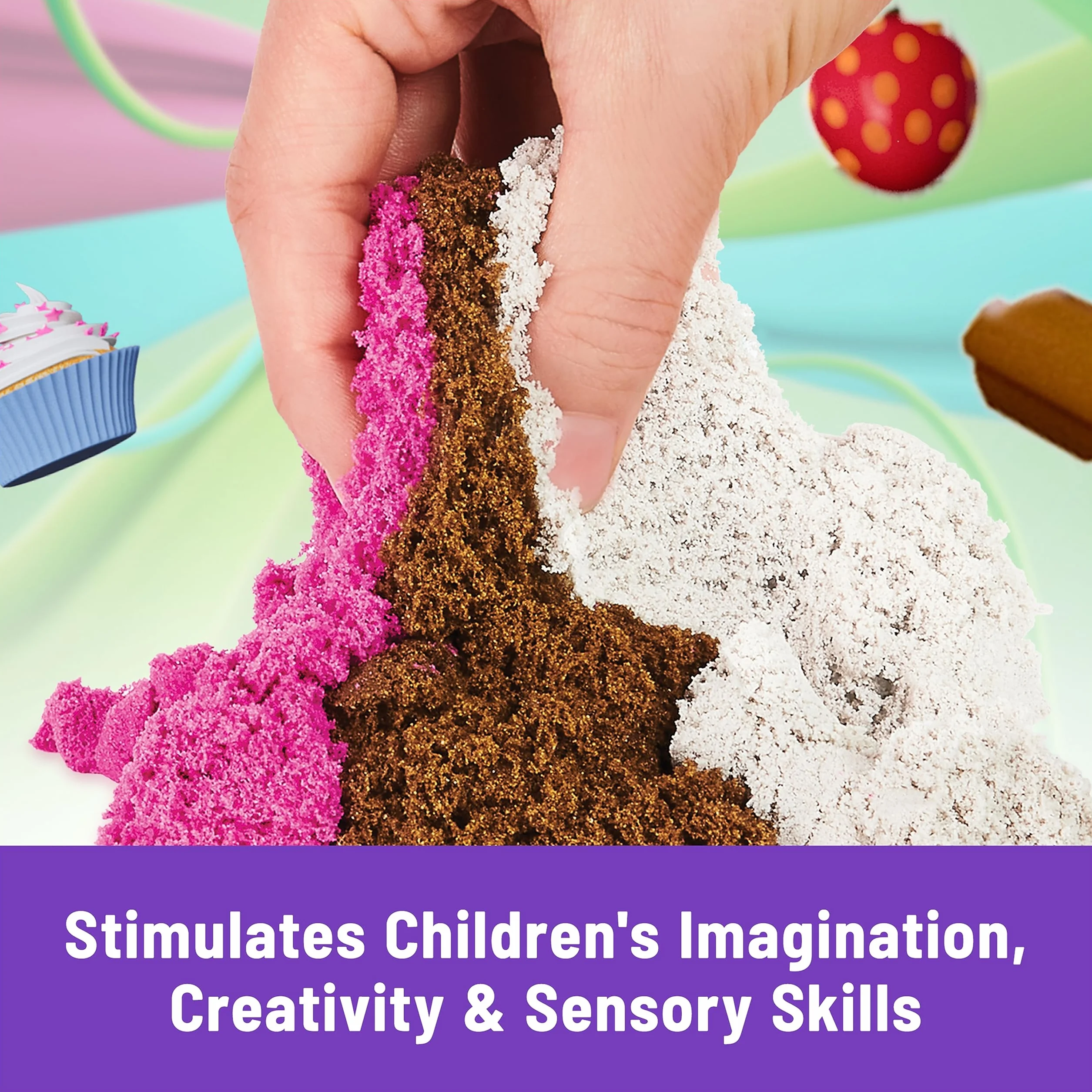 Kinetic Sand - Lodowe specjały, zestaw 3 kolorów pachnącego piasku kinetycznego z akcesoriami