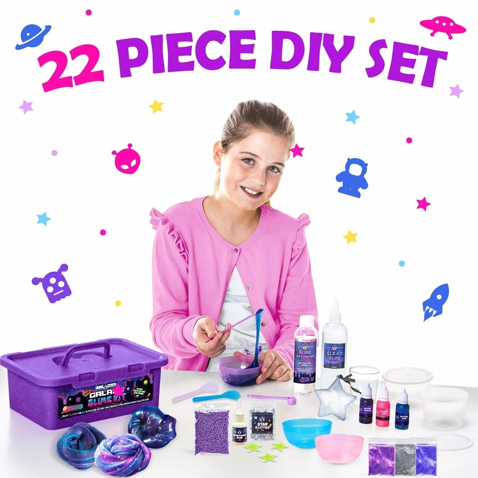 Original Stationery Zestaw Mini GalaxySlime do tworzenia Glitter Slime & Galactic Slime Kit dla dziewczynek w wieku 10-12 lat