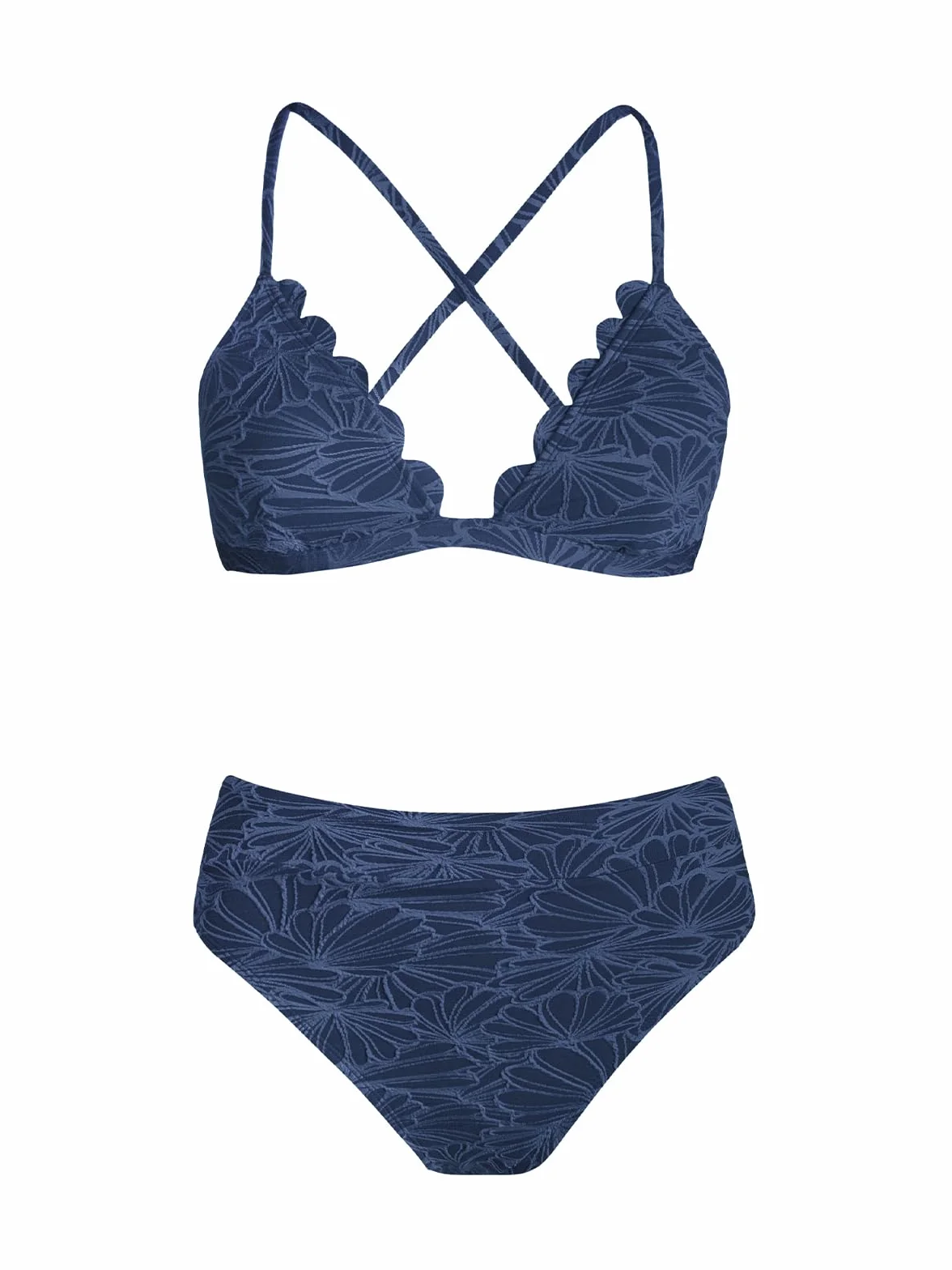 CUPSHE Zestaw bikini dla kobiet strój kąpielowy z wysokim stanem dekolt w serek dwuczęściowy strój kąpielowy