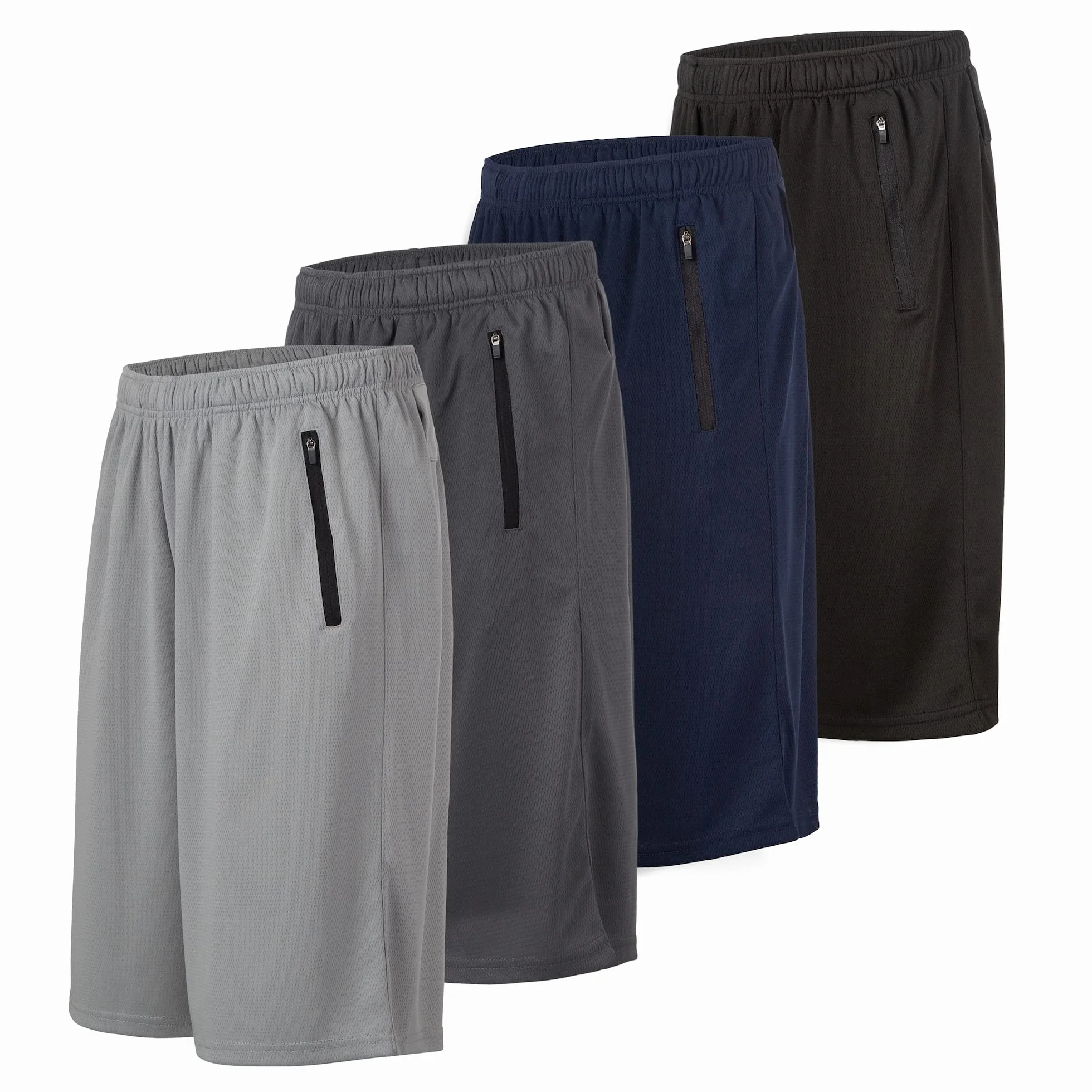 4 Pack: Men's Dry-Fit Sweat Resistant Active Athletic Performance Shorts
