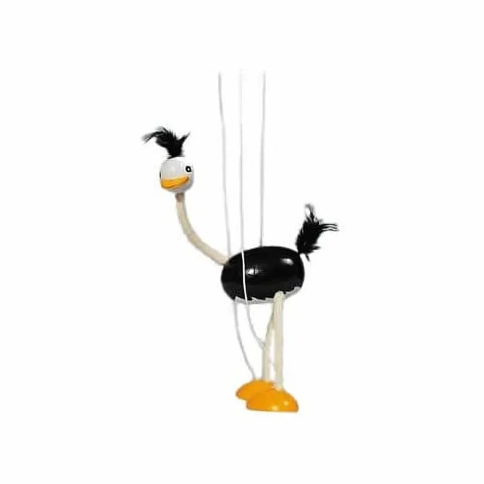 Marionette Strauß: H (Gesamt)= 38 cm, H (Figur)= 33 cm, Holz, per St