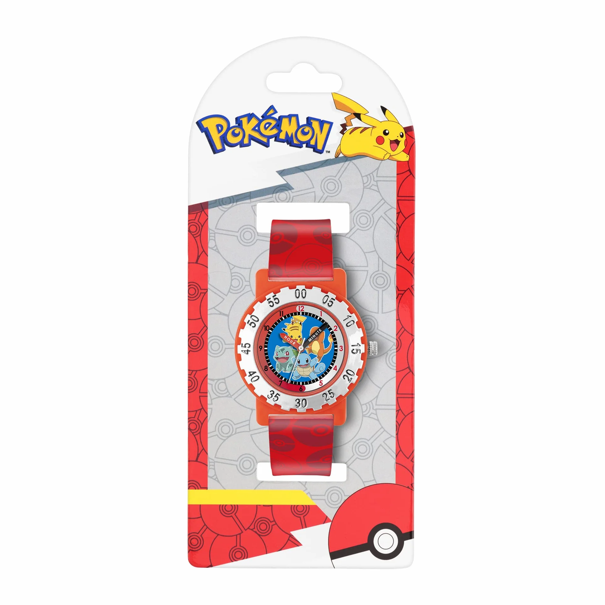 Pokemon POK4194 analogowy zegarek kwarcowy dla chłopców z silikonowym paskiem, Czerwony, pasek