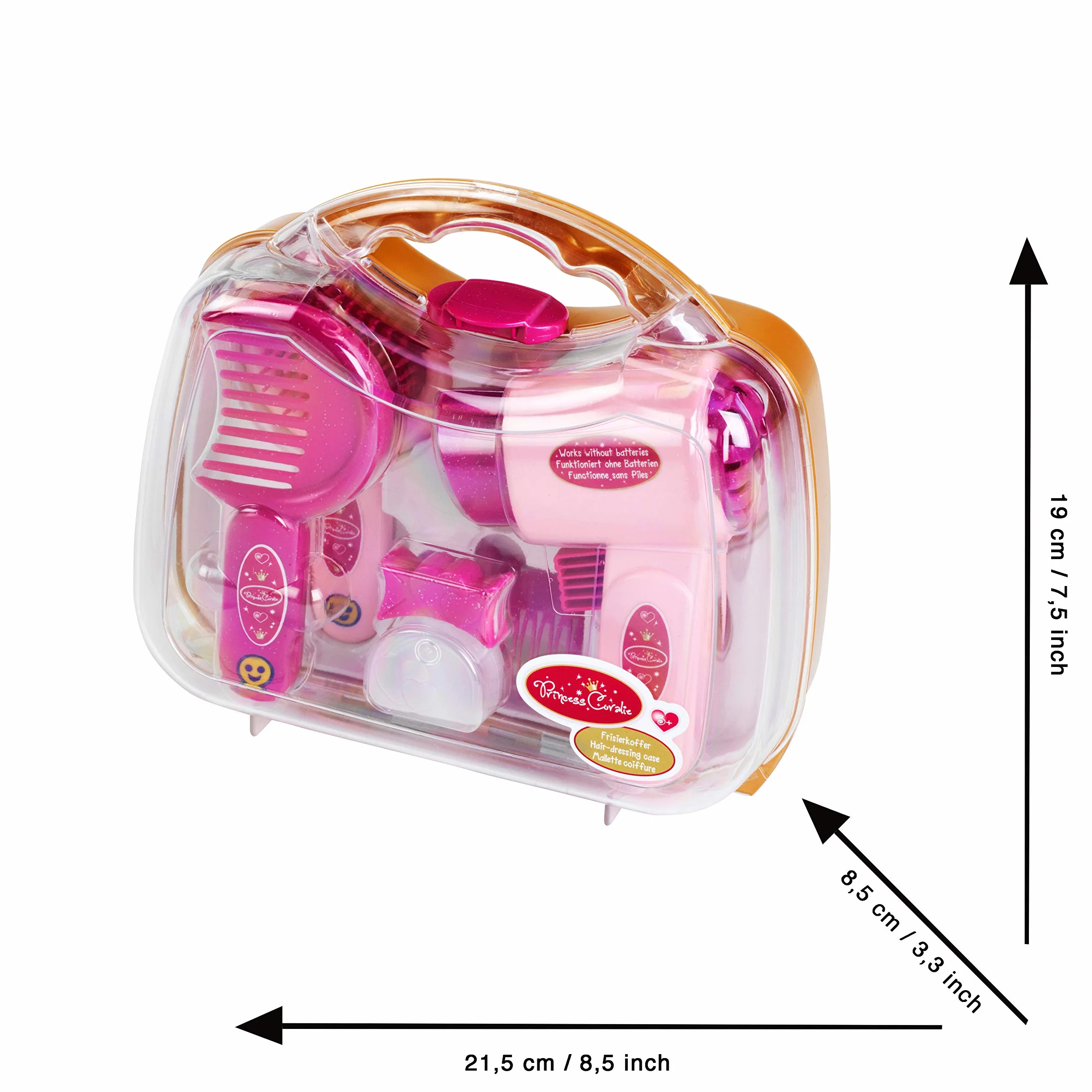 Theo Klein 5273 Princess Coralie Hairdressing Case I With hairdryer, extensive styling Accessories, mirror, brush and much more I Toys for Children Aged 3 and over