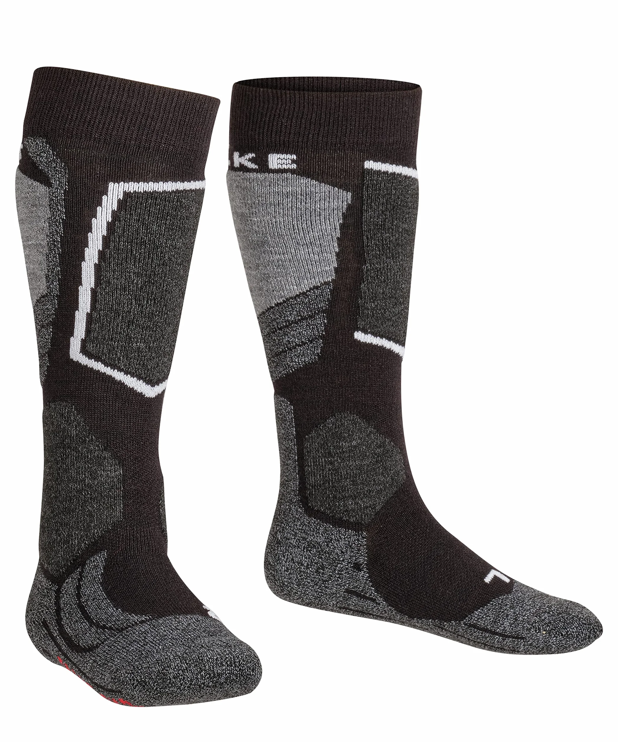 FALKE Uniseks - dzieci Skarpety narciarskie SK2 Intermediate K Kh Wełna ciepłe grube 1 Para, Czarny Black-Mix 3010, 31-34